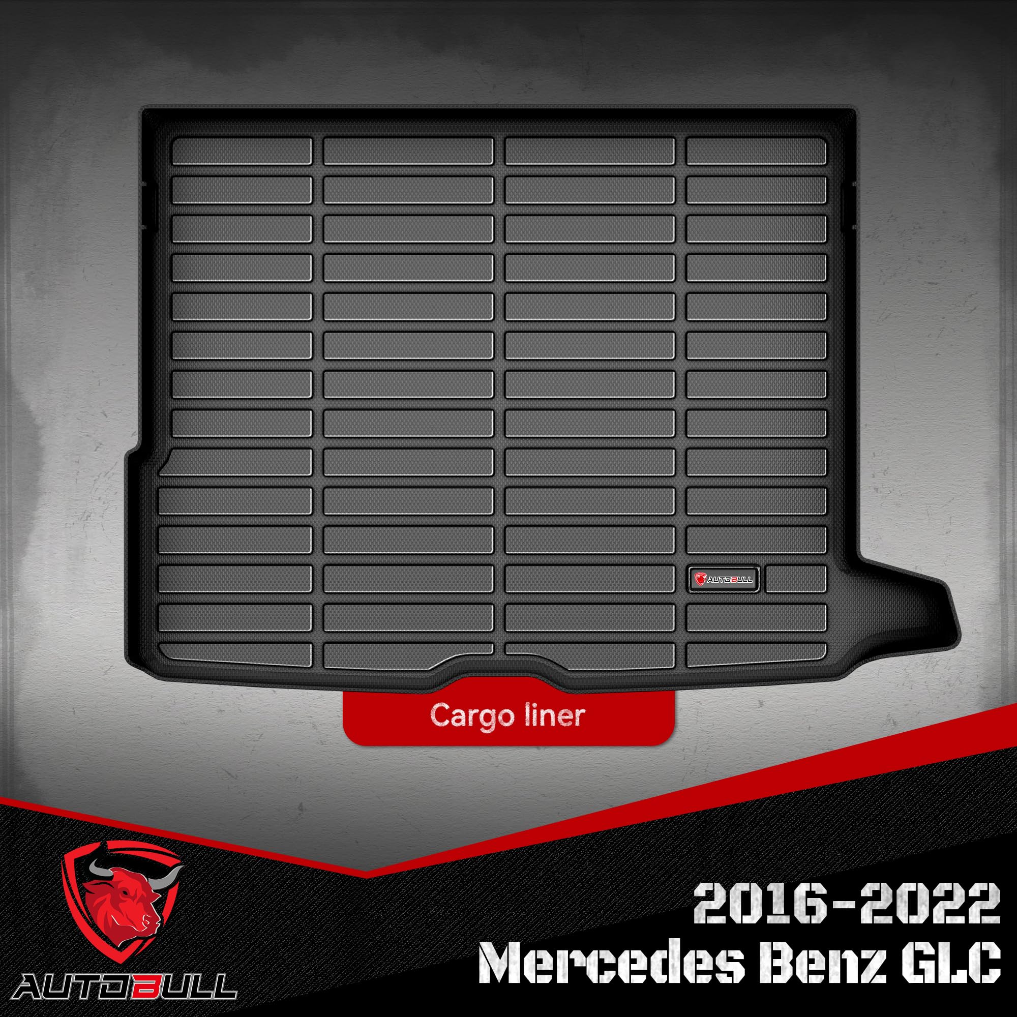 AutoBull Cargo Liner for 2016-2022 Mercedes Benz GLC, All-Weather Black Trunk Mat, Thermoplastic Elastomer, Model ABFM-1005