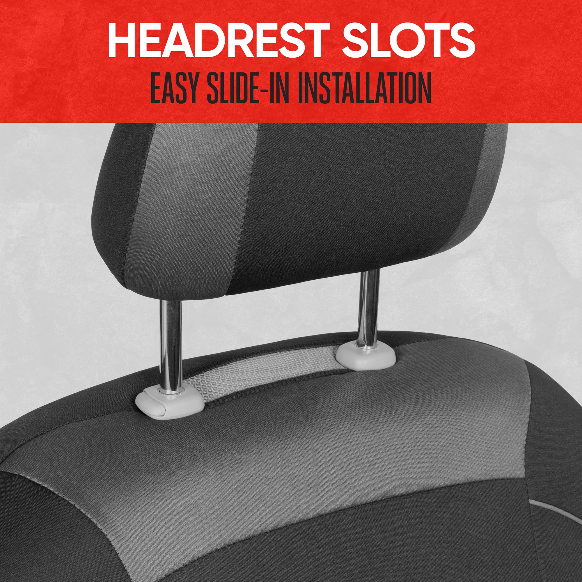 Motor Trend Black Cloth Car Seat Covers for Front Seats - Premium Automotive Bucket Seat Covers, Made for Vehicles with Removabl