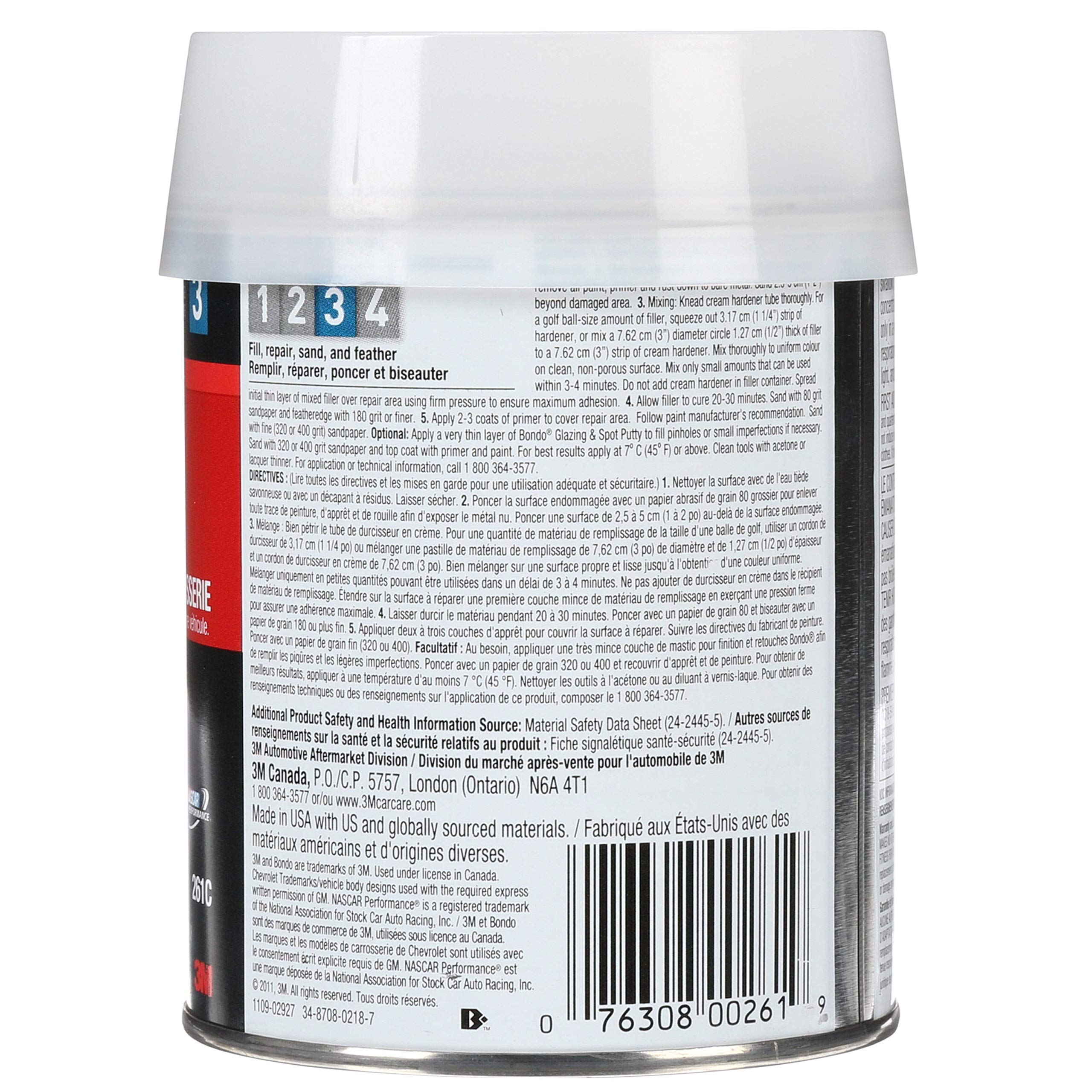 3M Bondo Body Filler, Original Formula, 14 oz Paste, Salmon, Model 261, Easy Repair & Restoration