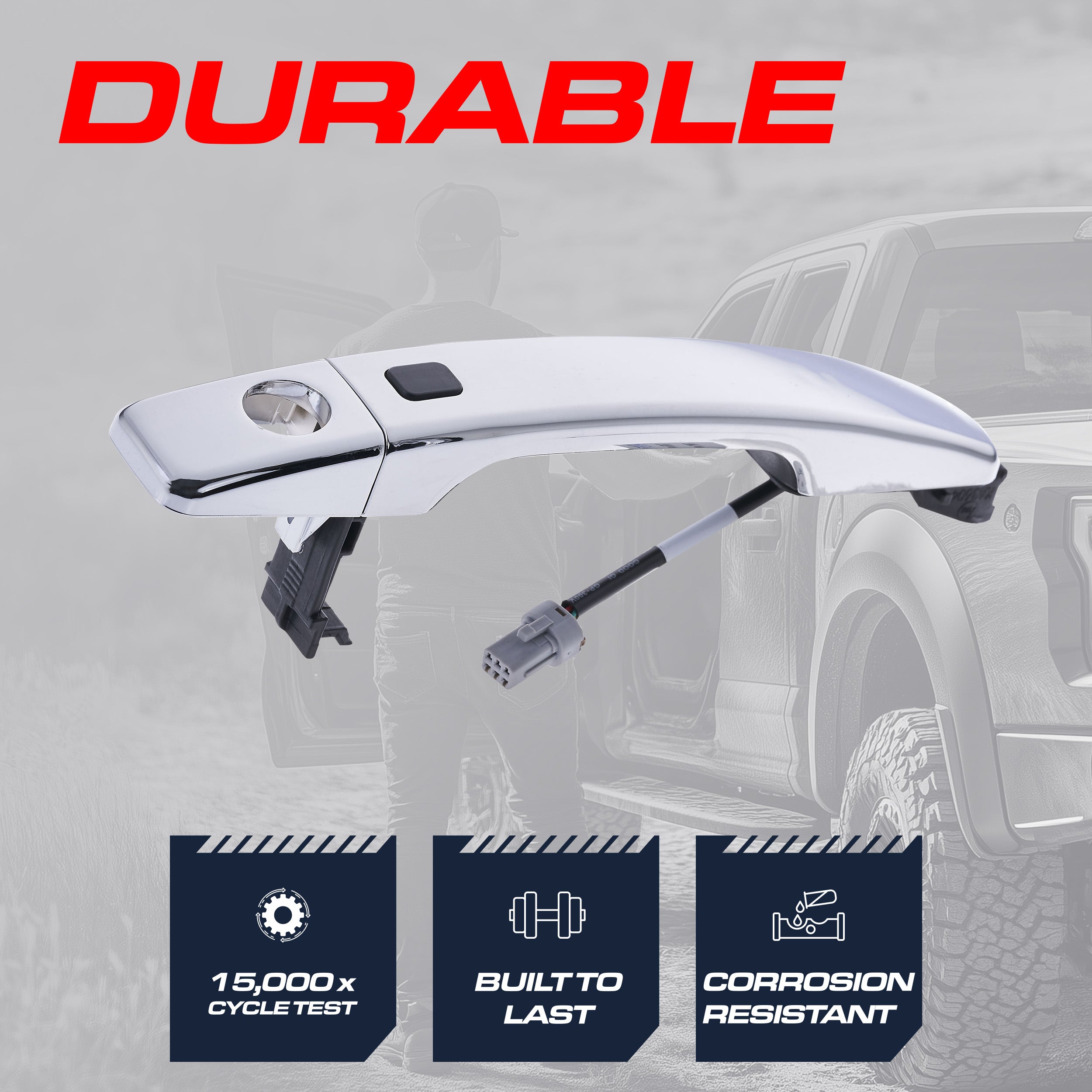 Exterior Door Handle Chrome Replacement for Kia Soul (2014-2019), Soul EV (2015-2019) OE Part # 82651-B2720 | Front Left Driver Side w/ Keyhole (=Front Right Passenger Side)