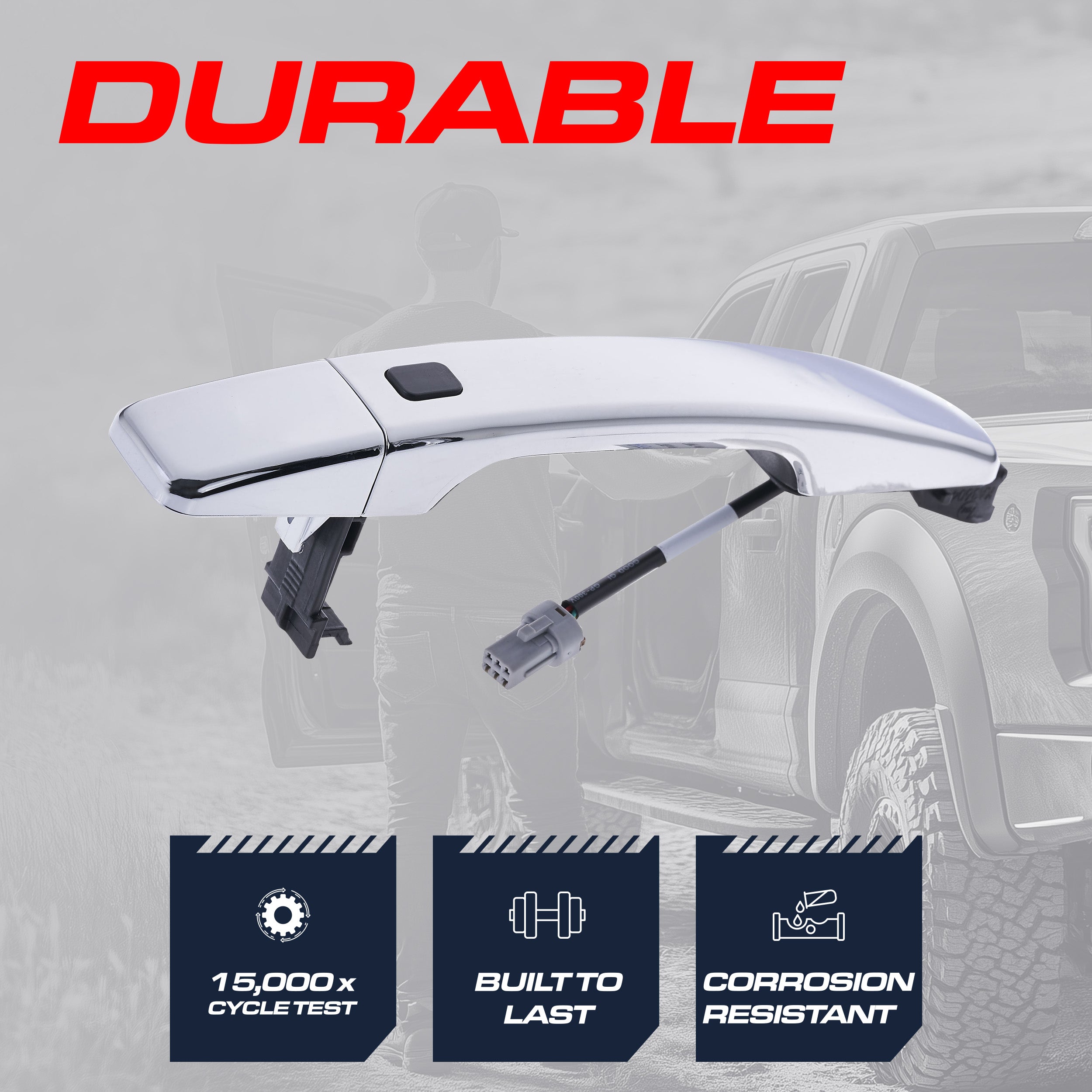 Exterior Door Handle Chrome Replacement for Kia Soul (2014-2019), Soul EV (2015-2019) OE Part # 82651-B2720 | Front Right Passenger Side w/o Keyhole (=Front Left Driver Side)