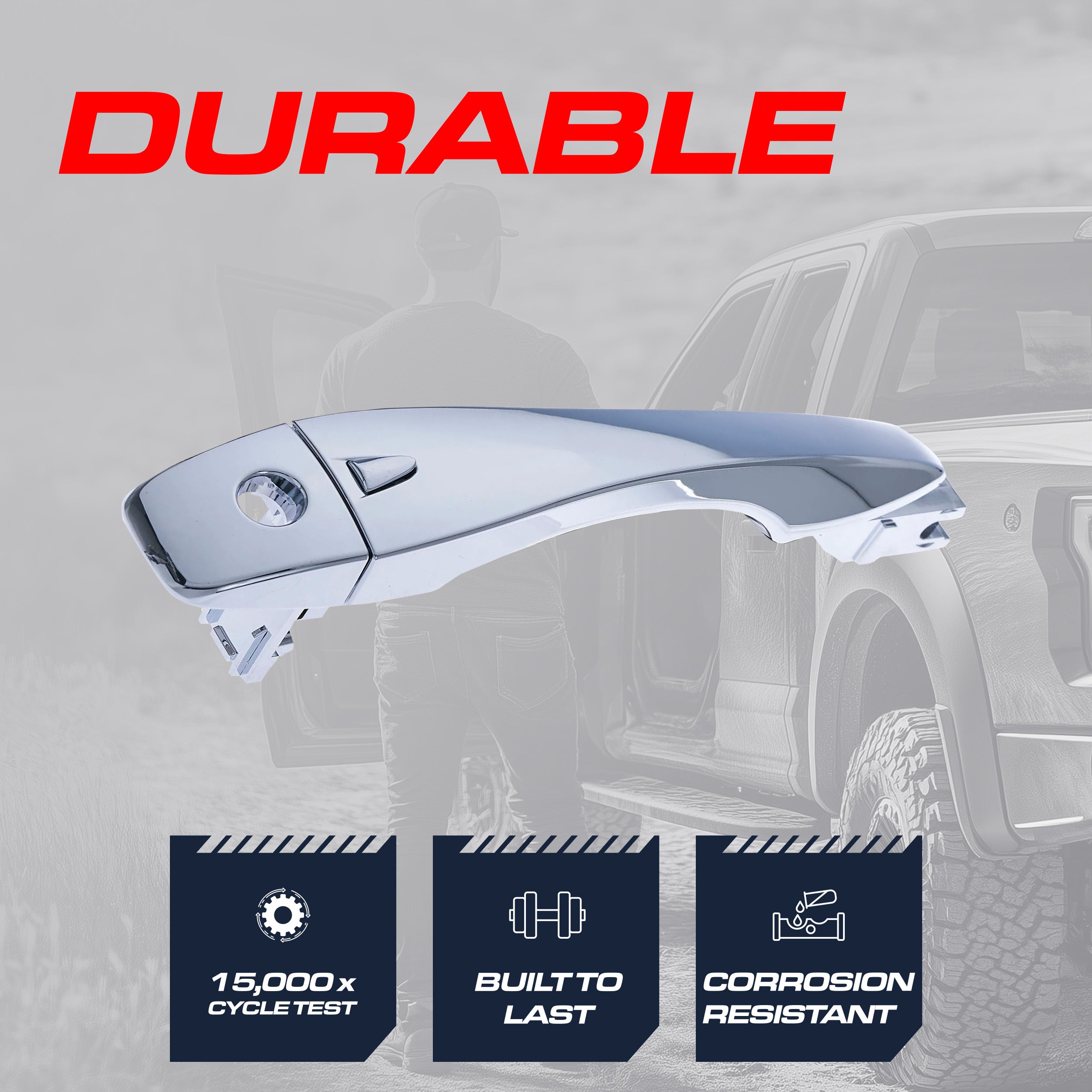 Exterior Door Handle Chrome Replacement for Nissan Altima (2013-2015), Pathfinder (2013-2016) OE Part # 80640-3TA3A, 80645-3TA1A, 80640-3TA1A, 80645-3TA0A | Front Left Driver Side w/ Keyhole