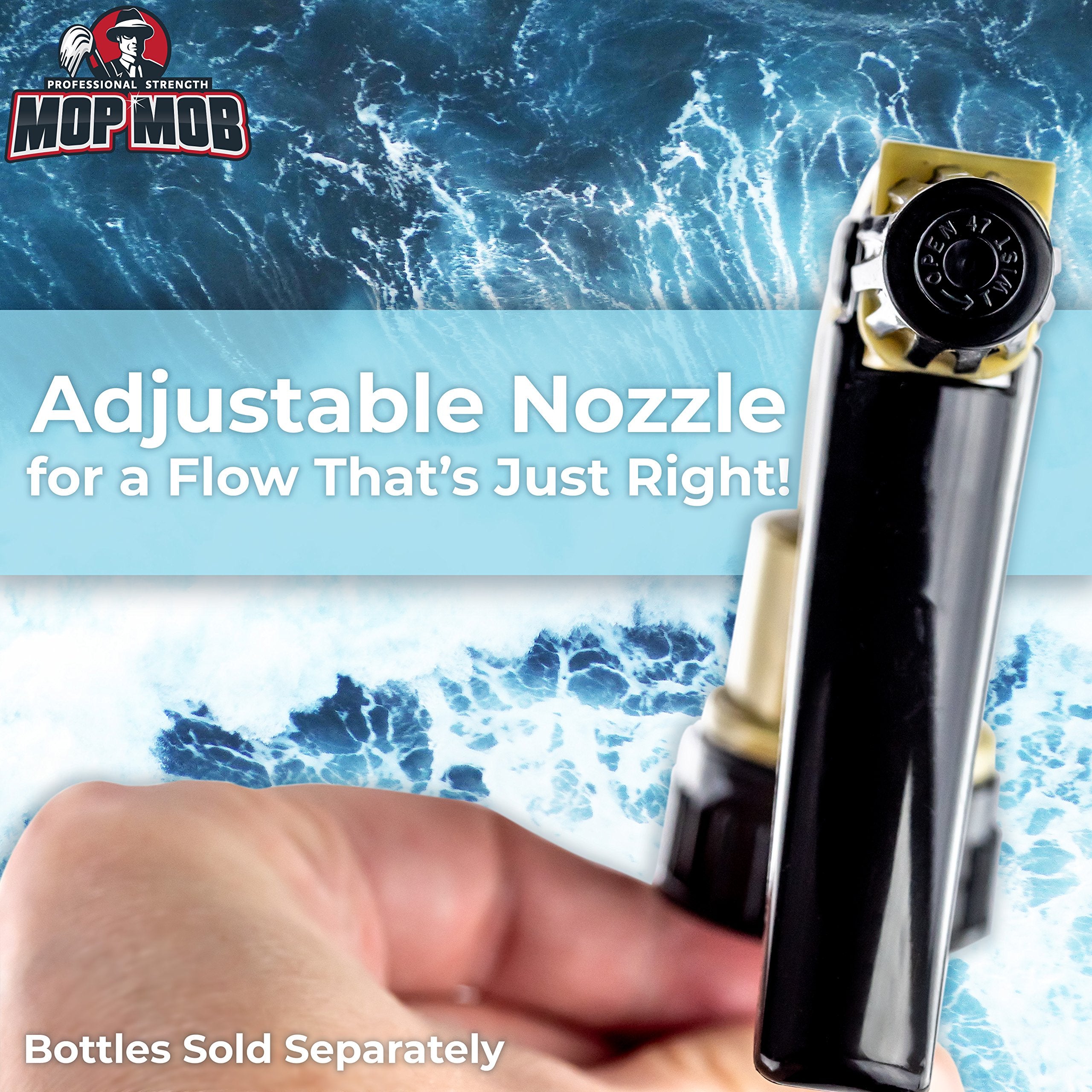 Mop Mob Leak-Free Acid Resistant Spray Head 4 Pack - Heavy Duty Trigger & Nozzle, Medium/Large, Black and Gold, Model 8542047434