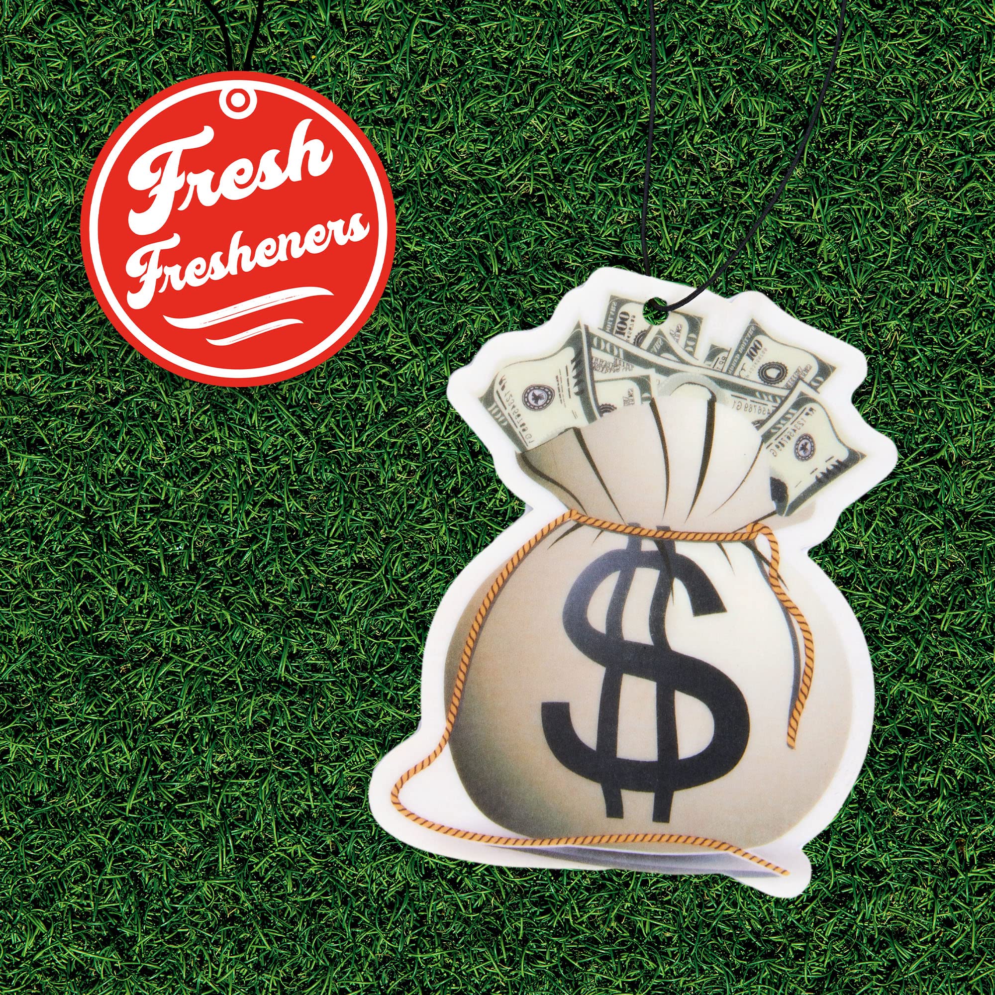 Money Bag Car Air Freshener 4 Pack, Car Air Freshener Scented With Essential Oils By Fresh Fresheners (4 Pack)