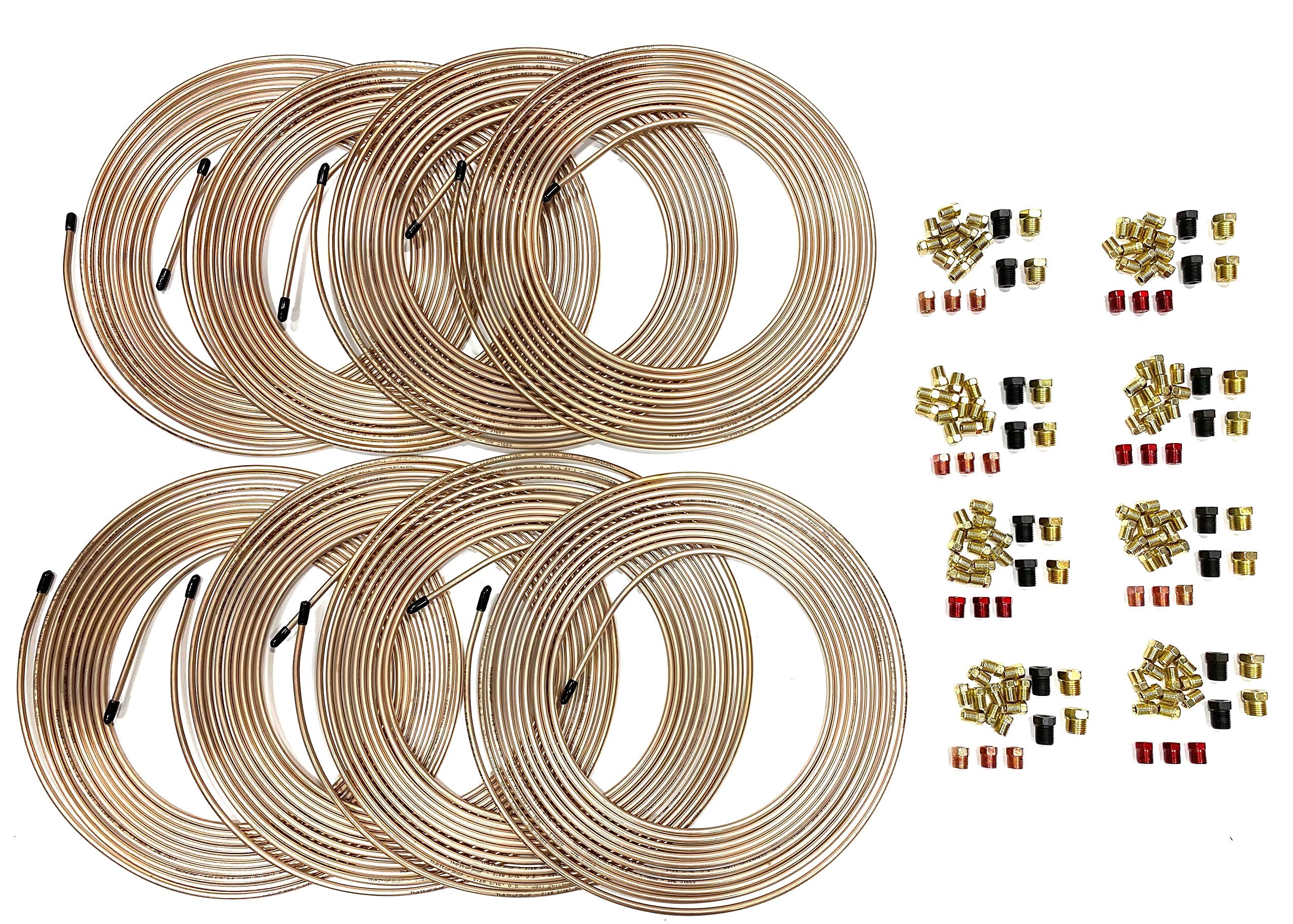 The Stop Shop 8 Kits. Each Kit Is 25 Feet Of 3/16 Inch (4.75 Mm) Copper Nickel Brake Line With Fittings (.028 Inch Wall Thicknes