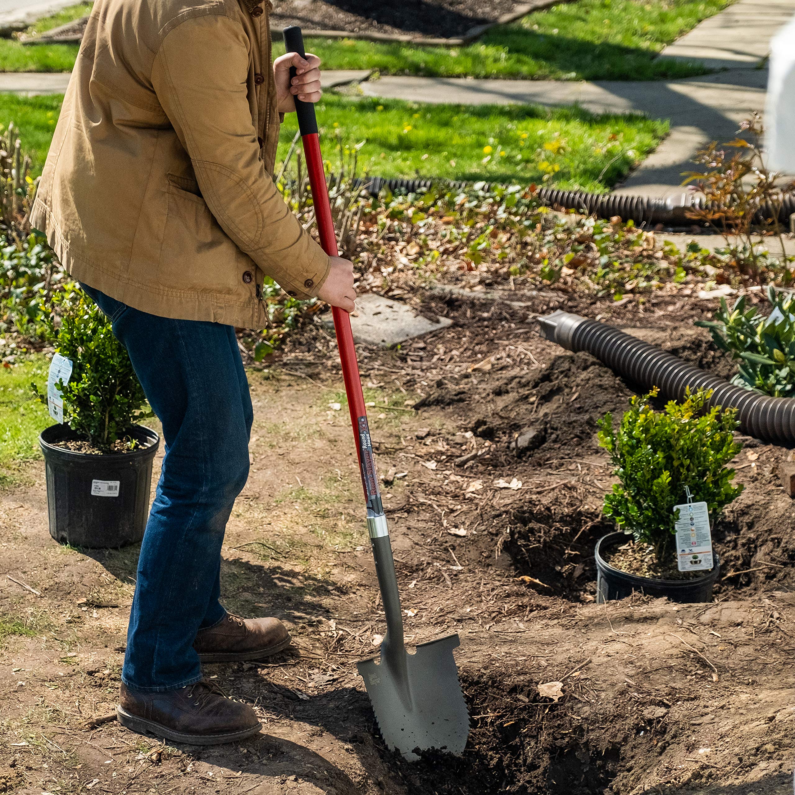 Radius Garden 23211 Root Slayer Round Head Shovel Xl, Red