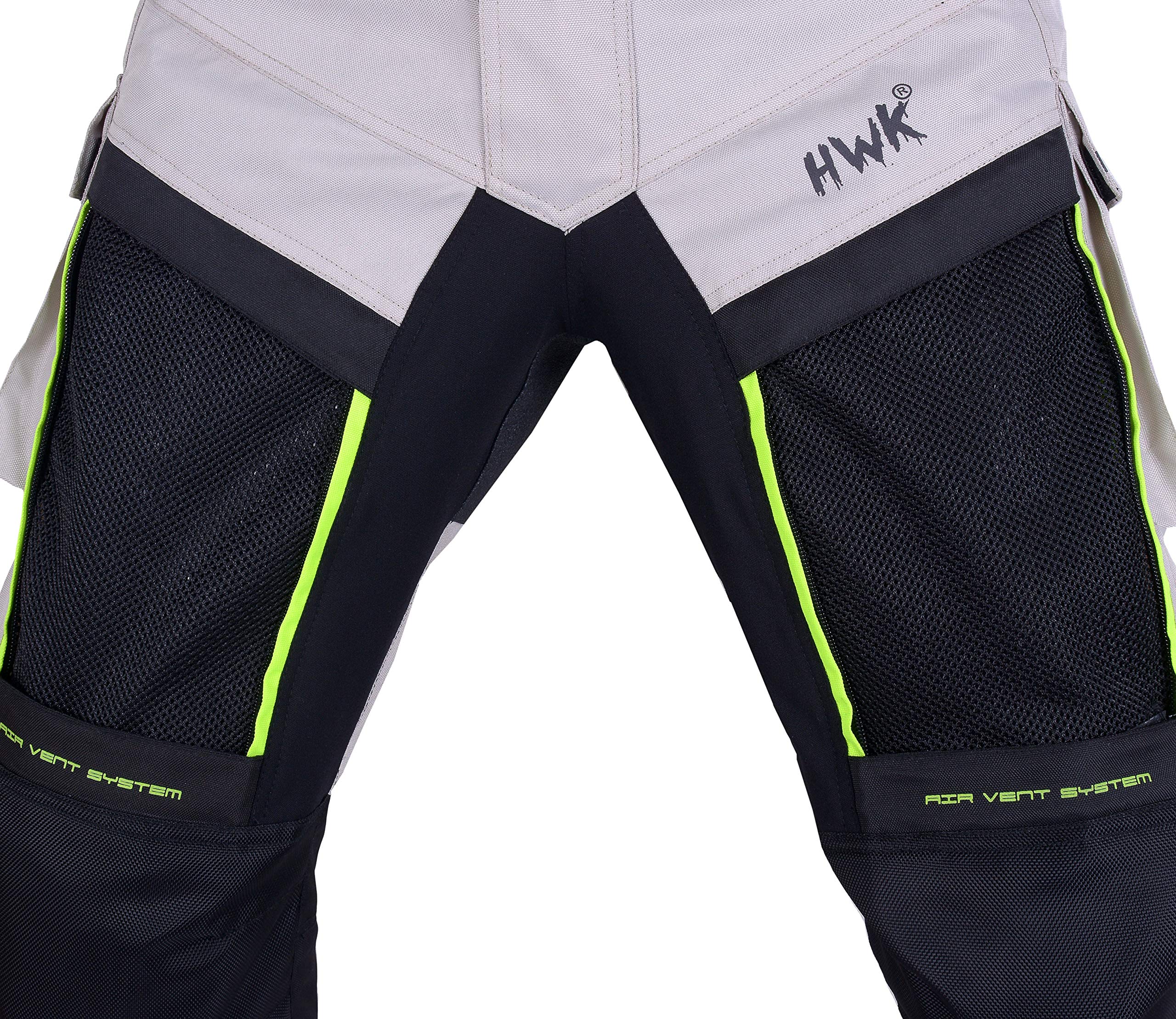 HWK Motorcycle Cargo Pants for Men, Waterproof, Silver, Waist 32''-34'', Inseam 34'', Leather, Model G-1, All-Purpose Riding Gear