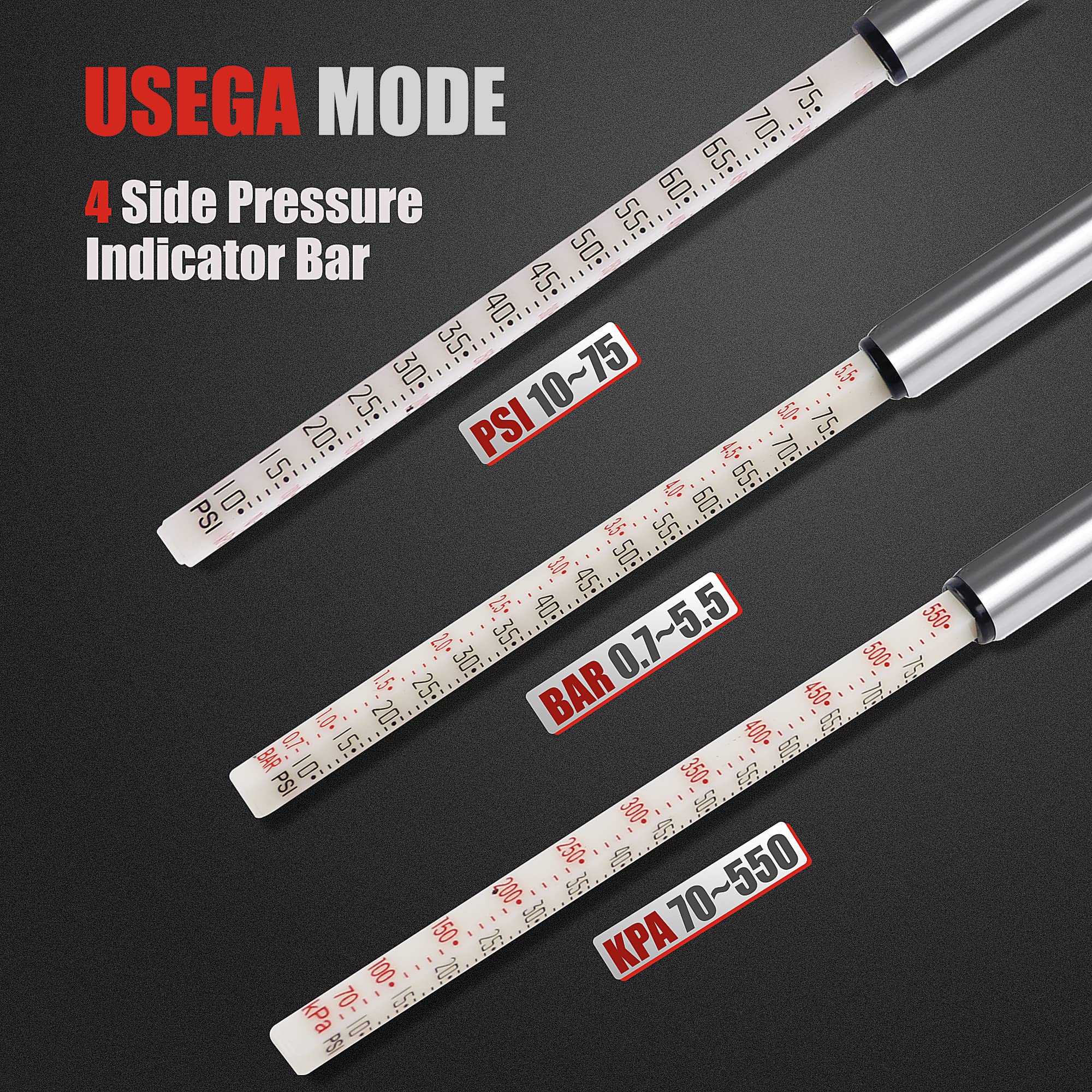 Aweltec Pencil Tire Pressure Gauge (10-75Psi) Stainless Steel Body And Metal Made Nozzle 3 Measurements For Cars, Pickups, Rvs,