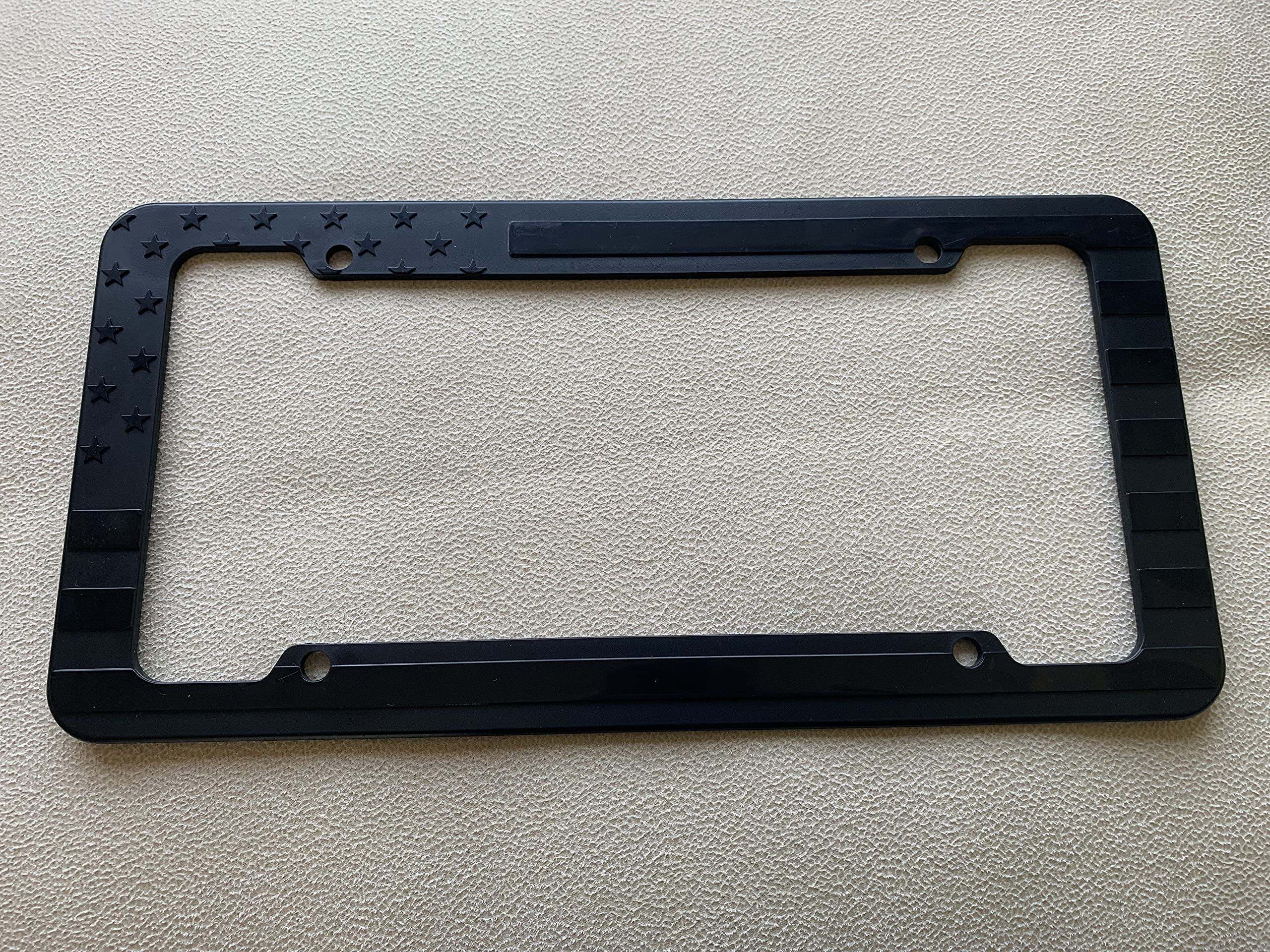 Usa Flag License Plate Frame Embossed 3D Black American Stars And Strips For Car Suv Truck