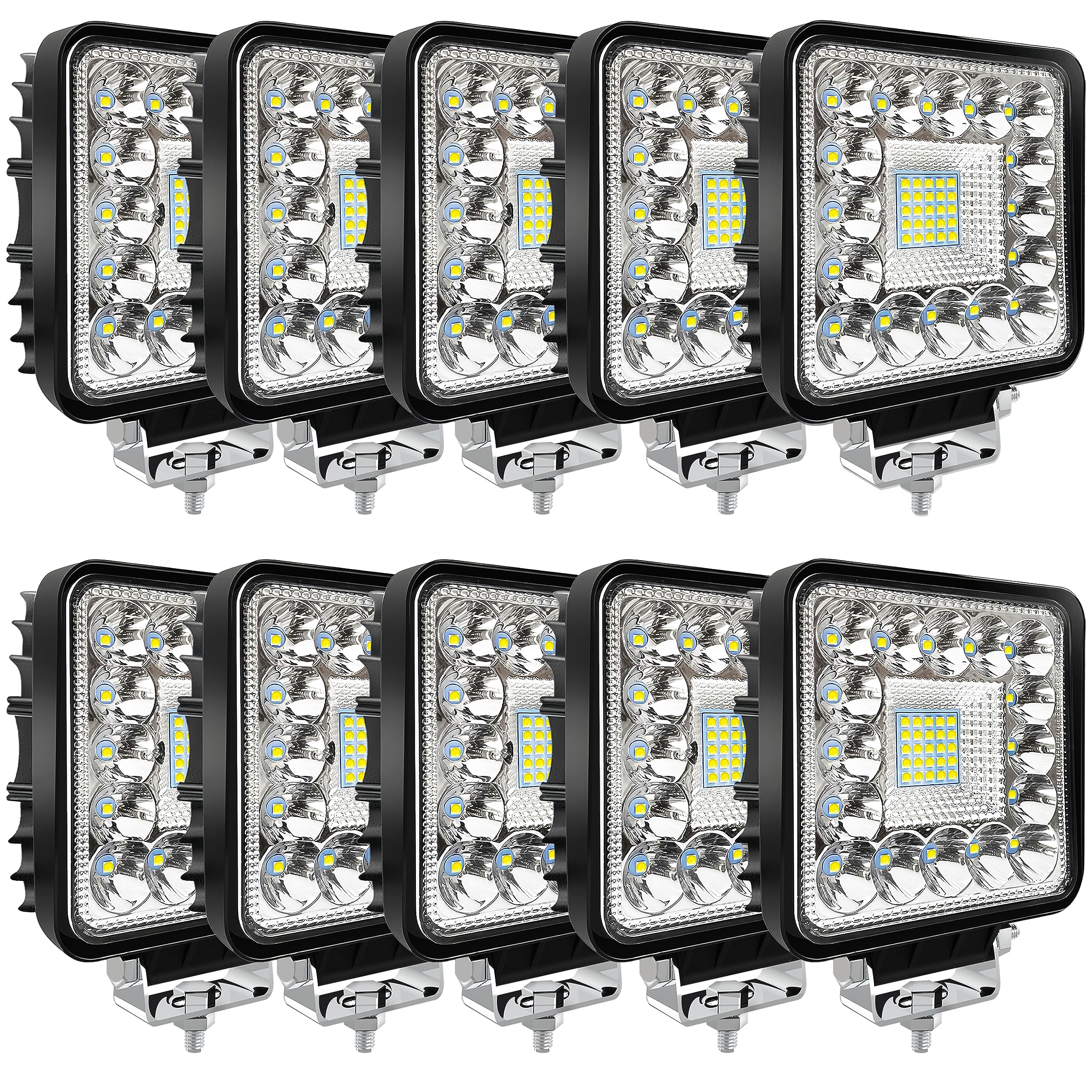San-Young LED Tractor Work Lights, 4 Inch LED Pod Lights 120W 10000lm 12V 24V Cube LEDs Off Road Light Pods for Service Truck AT