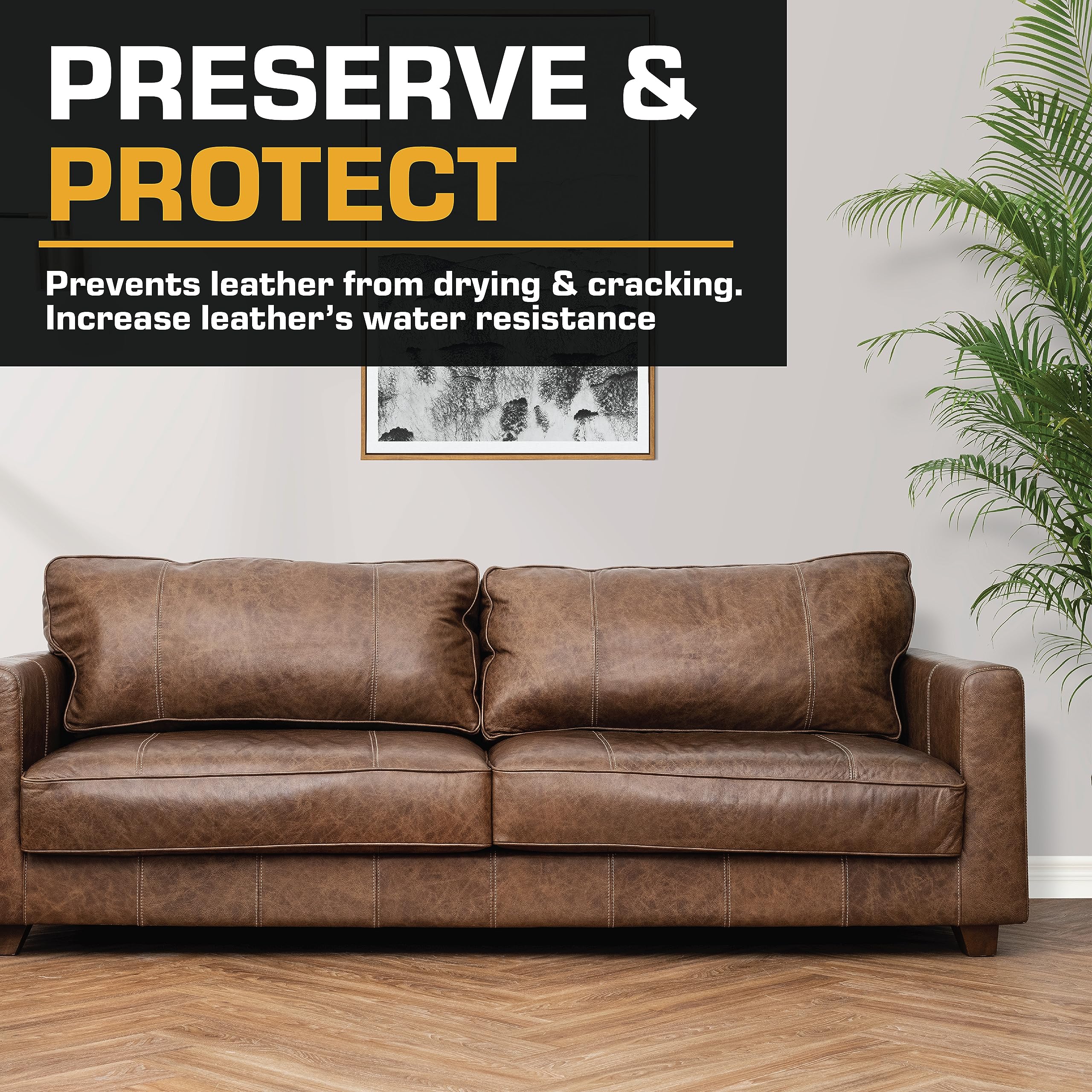 FORTIVO Leather Recoloring Balm Couch Repair Kit, Medium Brown, Model FTV-BLCK200, with Mink Oil for Furniture Restoration