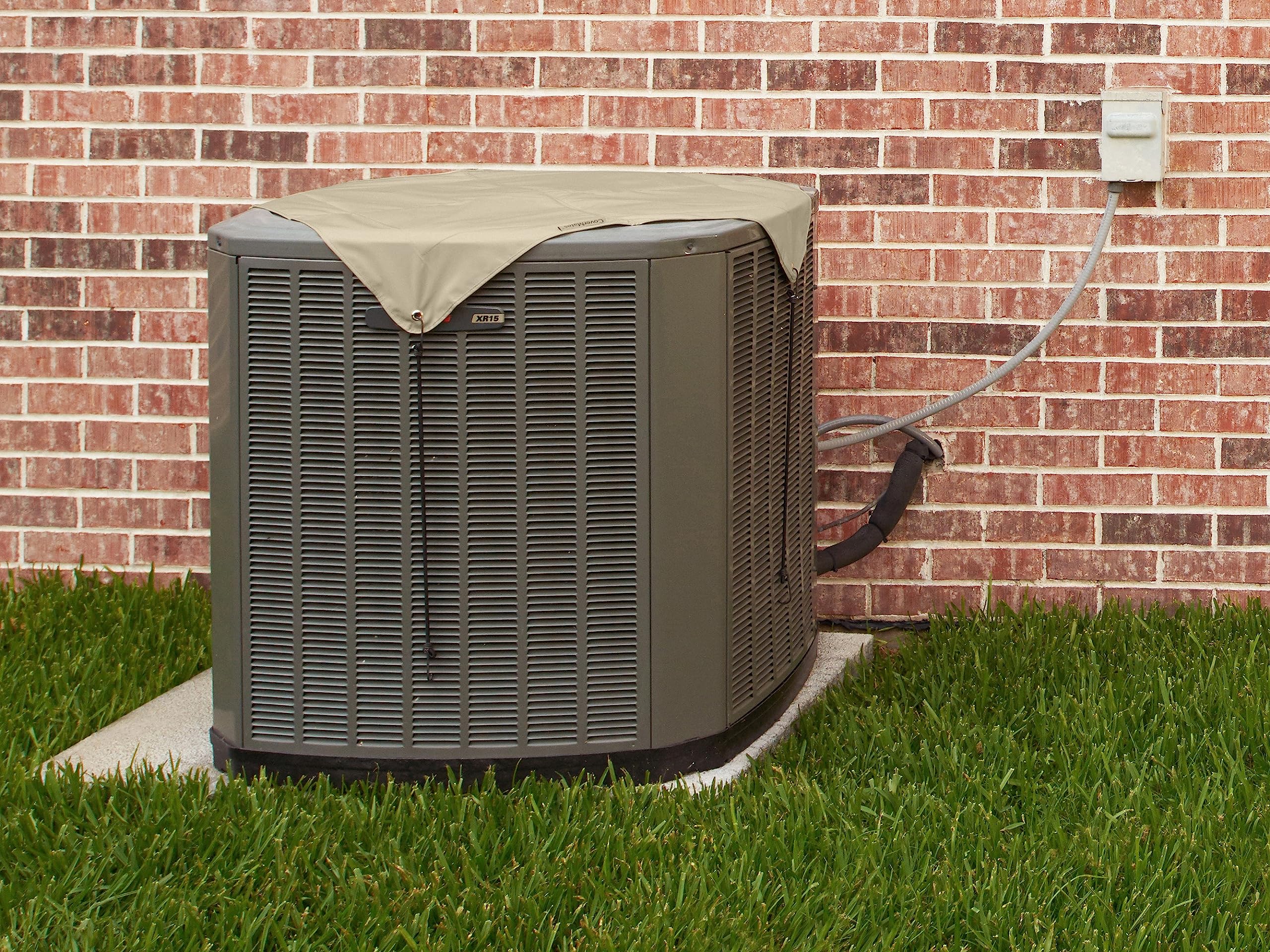 Covermates Armor Top Air Conditioner Cover - Light Weight Material, Weather Resistant, Armor Plates, Ac & Equipment-Khaki