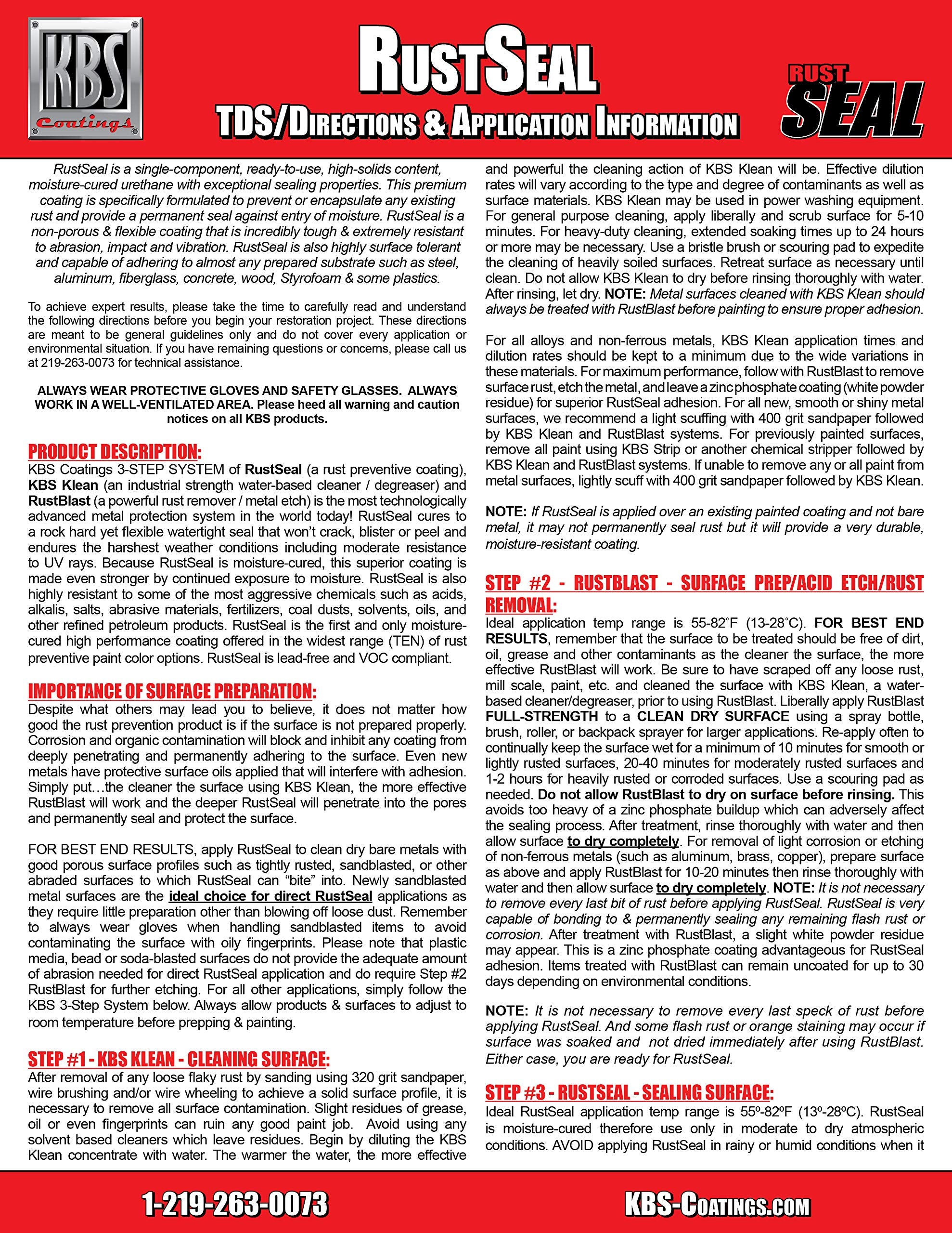 KBS Coatings RustSeal 4406 - Oxide Red, 1 Quart Protective Paint