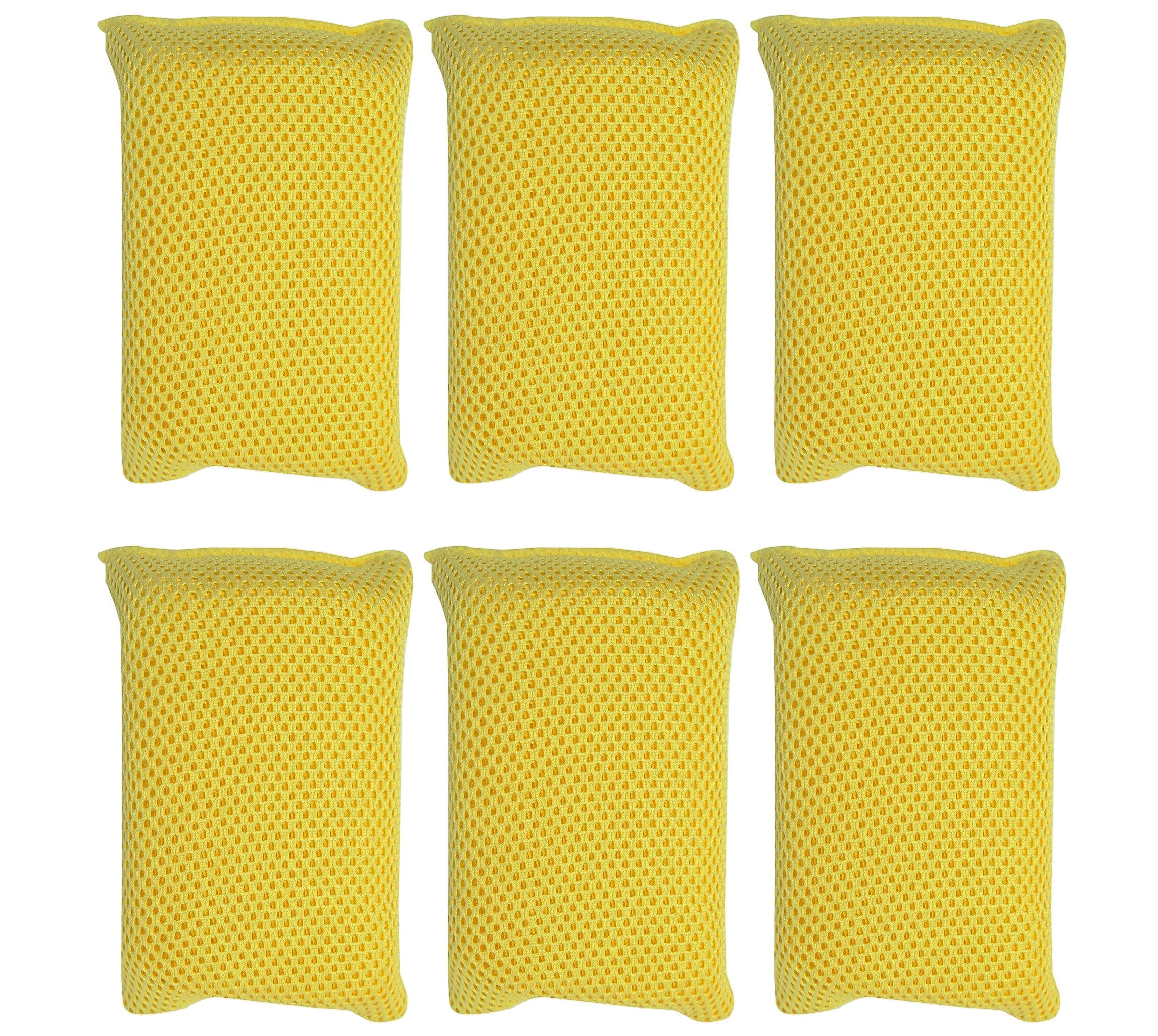 Iconikal 6-Pack Bug Scrubber Sponge, 5.9x3.5-Inch, Yellow Microfiber for Car Wash, Reusable Cleaning Tool