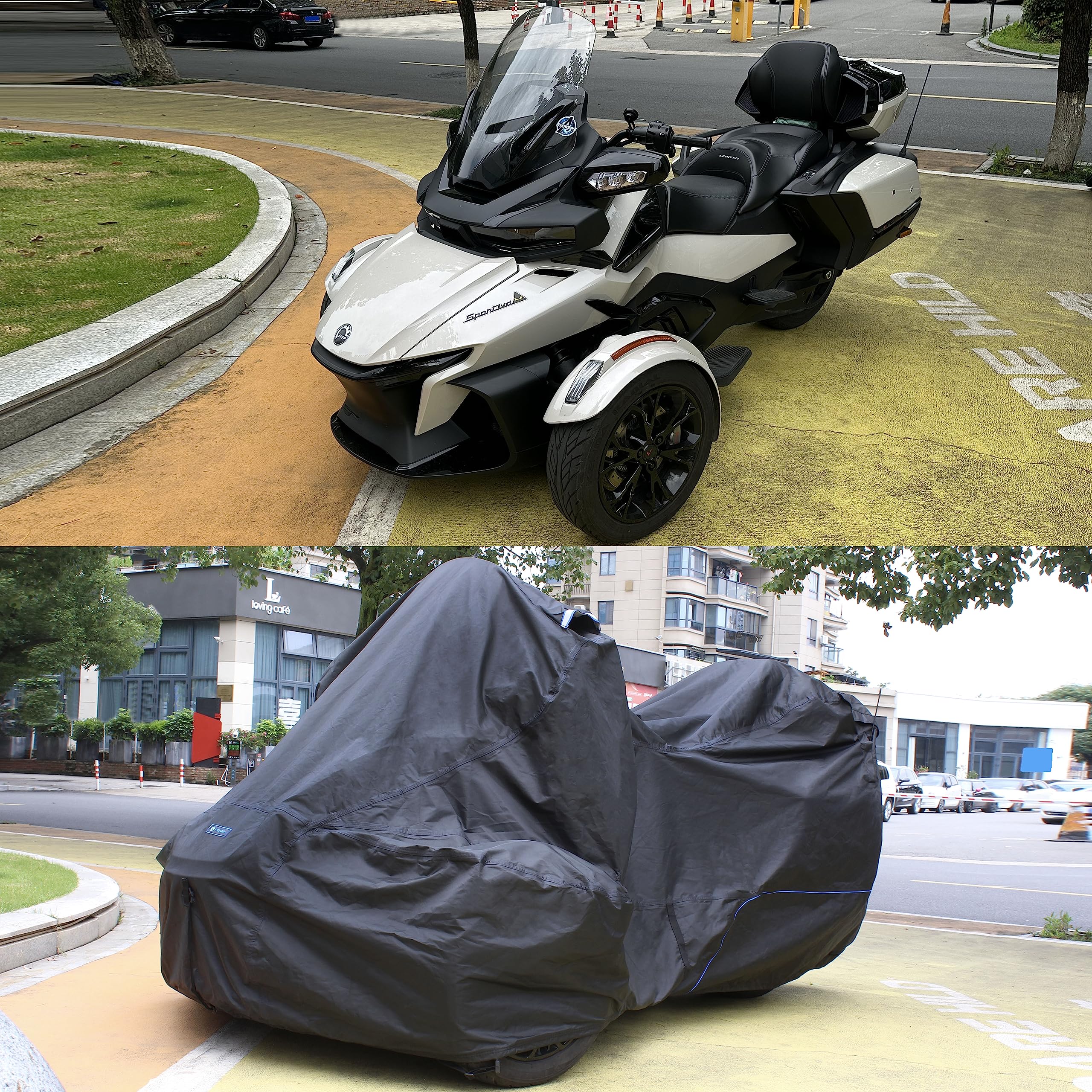 Fenrir Three Wheel Motorcycle Cover All Season Protection Waterproof Outdoor Storage Antenna Hole Design Quick Release Luggage D