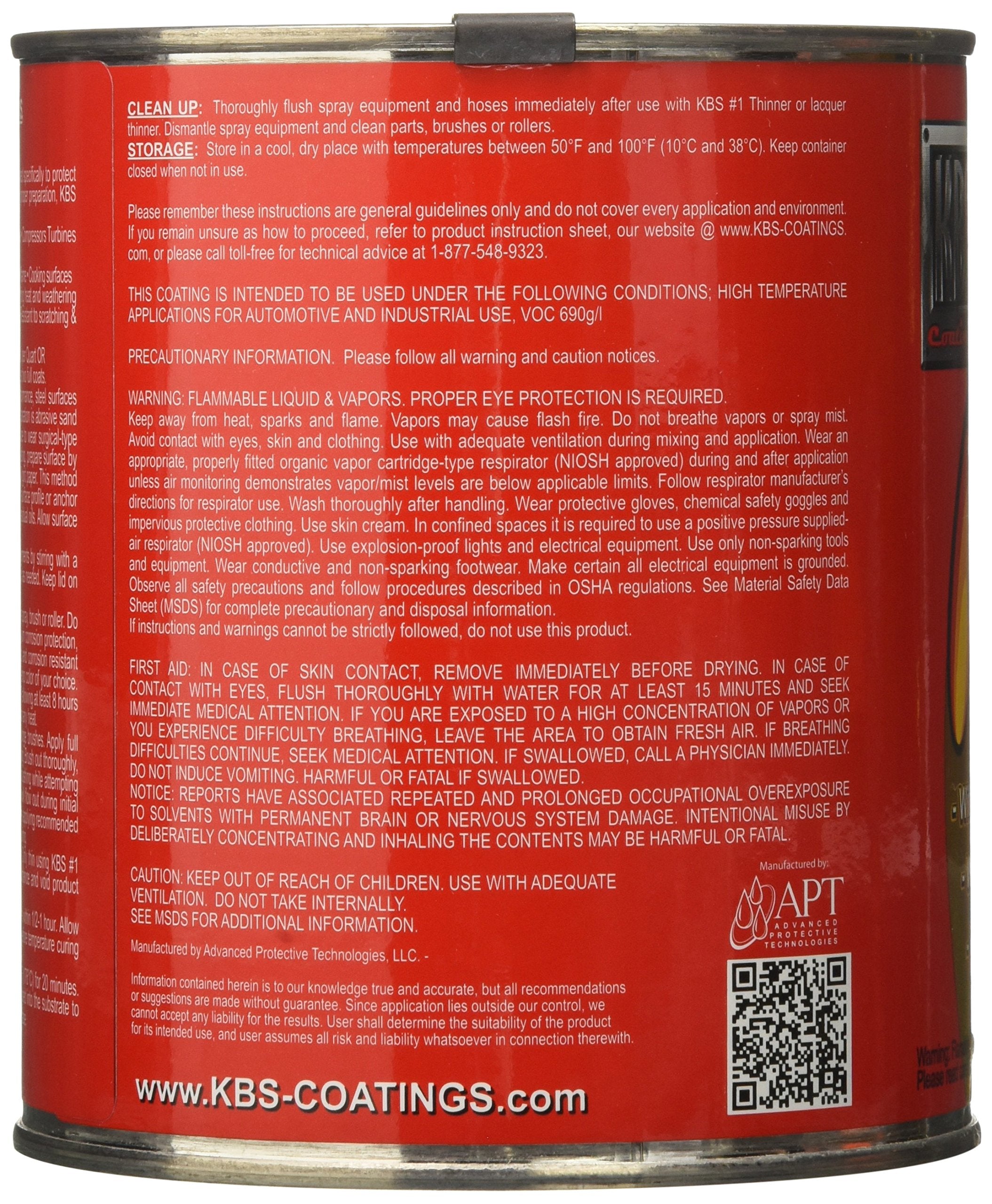 KBS Coatings Xtreme Temperature Coating, Off-White, 1 Quart, Model 65408, Aluminum