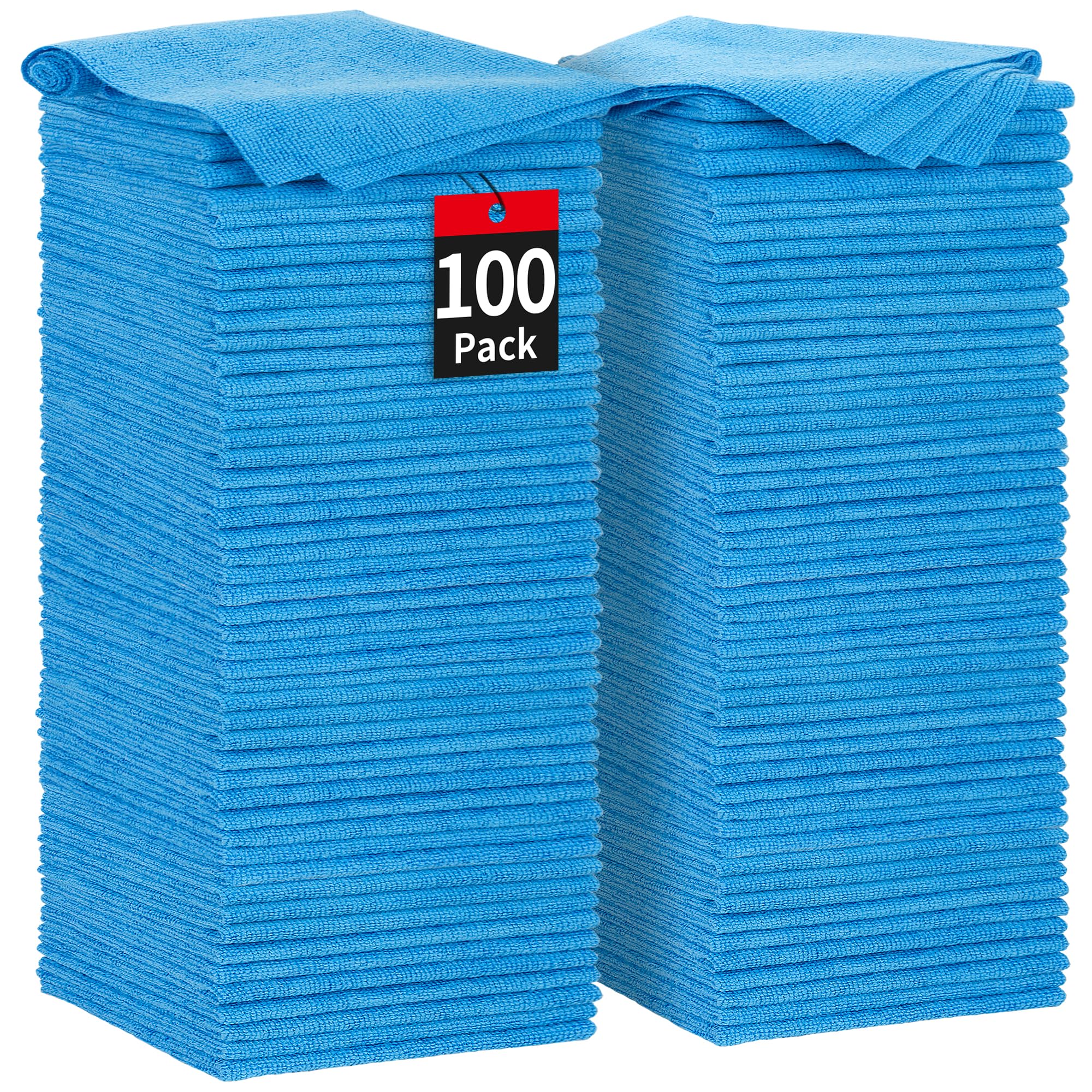 Homerhyme Shop Towels, 100 Pack Microfiber Towels For Cars, Microfiber Cleaning Cloths, Bulk Multipurpose Lint-Free Cleaning Rag