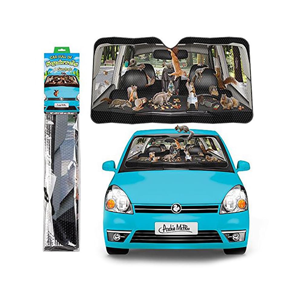 Mcphee Archie Accoutrements Auto Sunshade, Car Full Of Squirrels,One Size