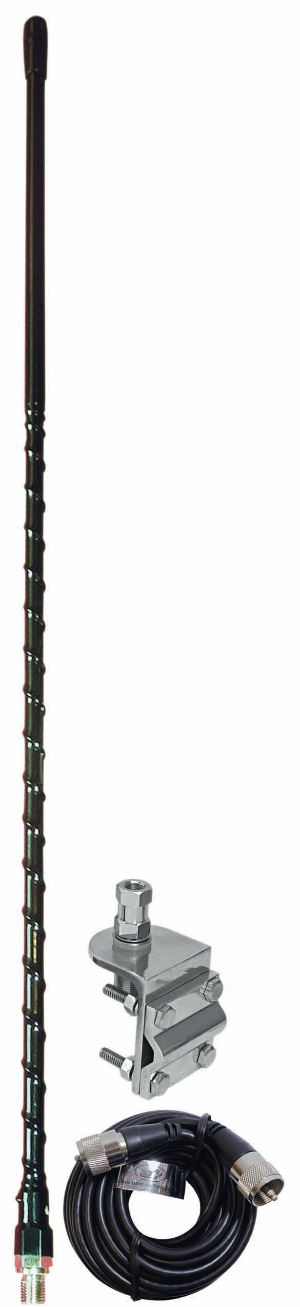 ACCESSORIES UNLIMITED  2 FOOT BLACK SINGLE 3WAY SO239 MIRROR MOUNT CB ANTENNA KIT WITH 9 COAX CABLE & PL259 CONNECTOR