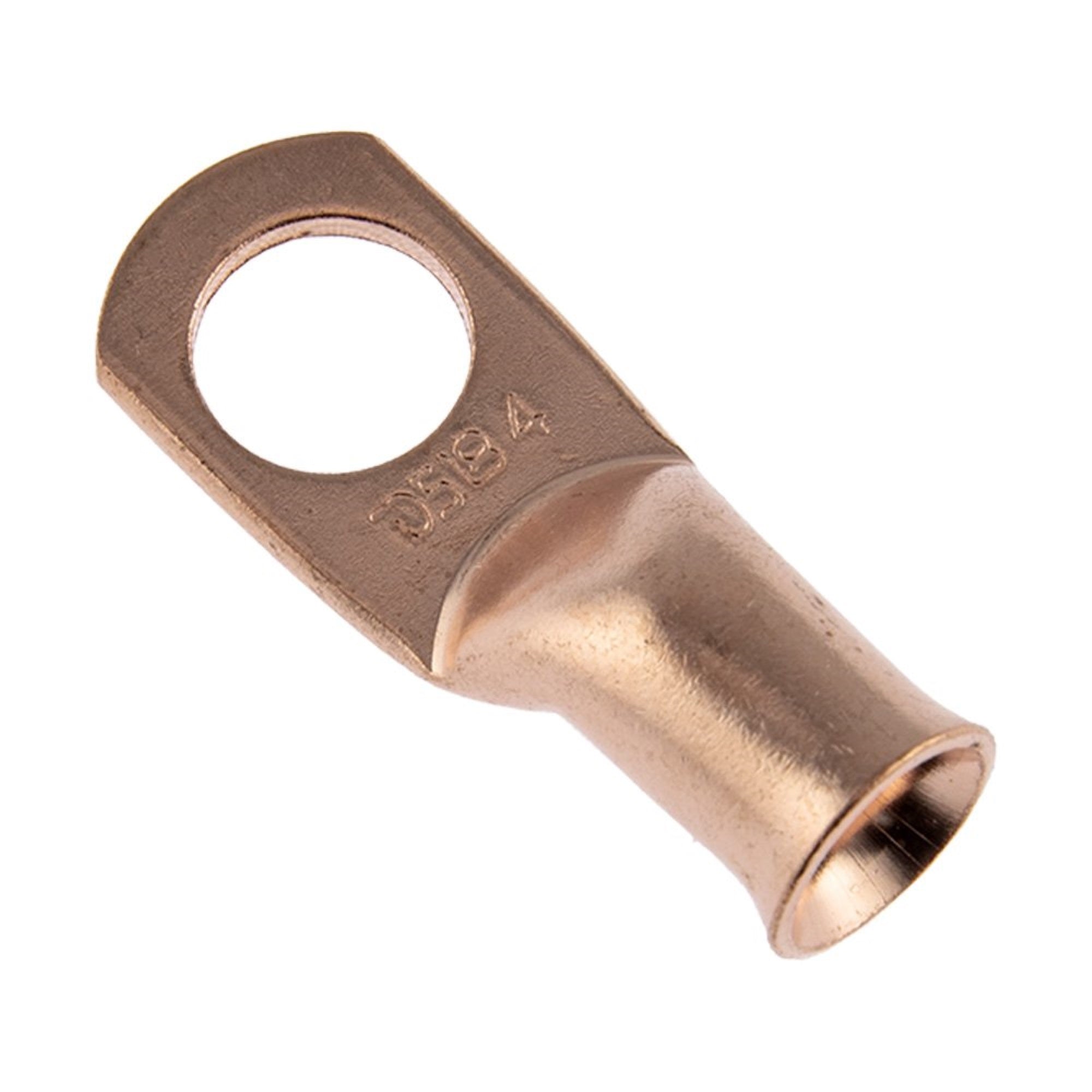 10 Piece package of copper hard crimp or hot solder connector for FOUR Gauge main power line connections to car battey terminals