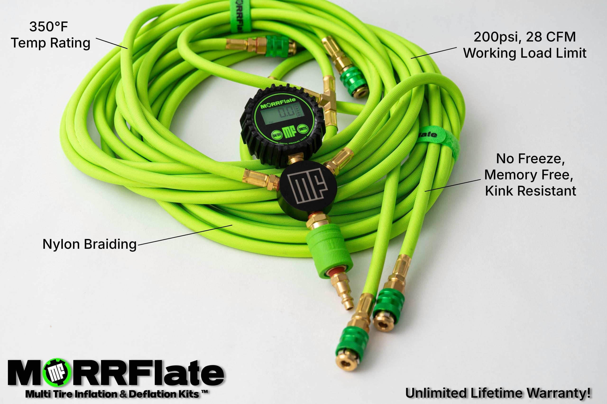 MORRFlate Braided Quad: 4-Tire Hose Kit, Up to 125" Wheelbase