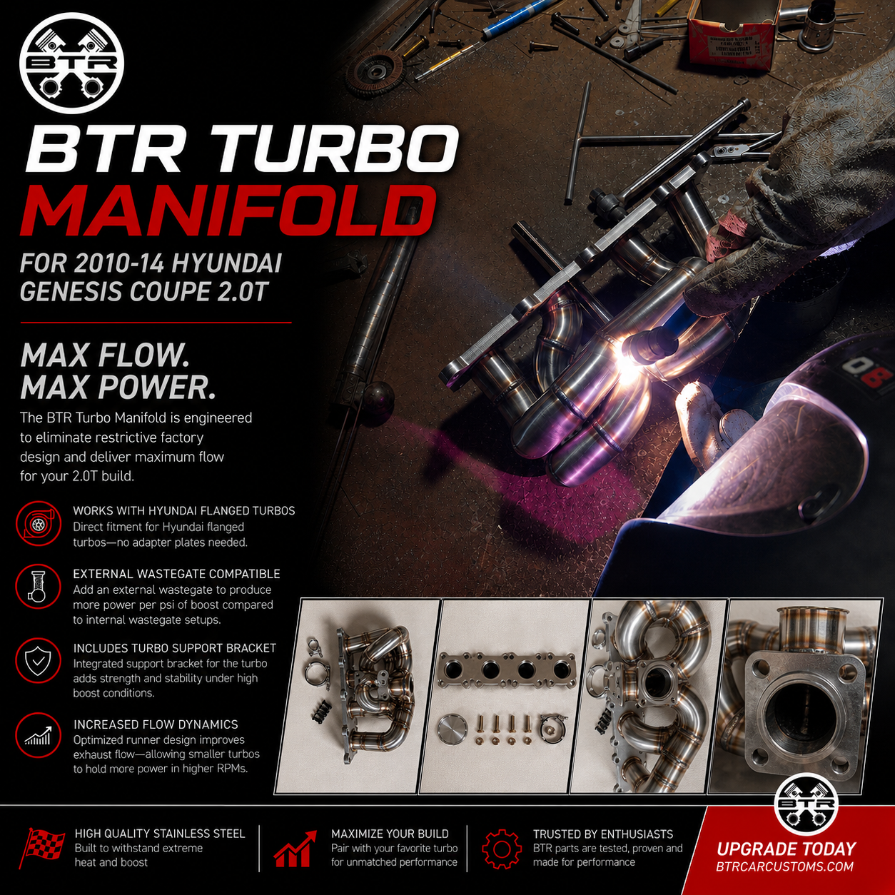 BTR Turbo Manifold for 2010-12. 13-14* Hyundai Genesis Coupe 2.0T
