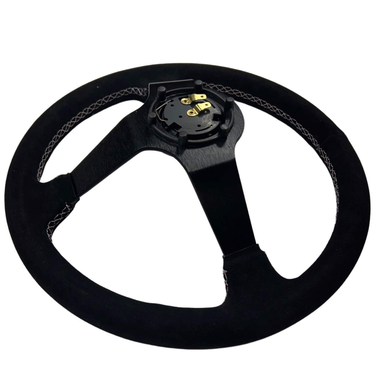 Deadboyz Infiniti G35 G37 Suede 3"Deep Dish Steering Wheel + Quick Release Short Hub Adapter