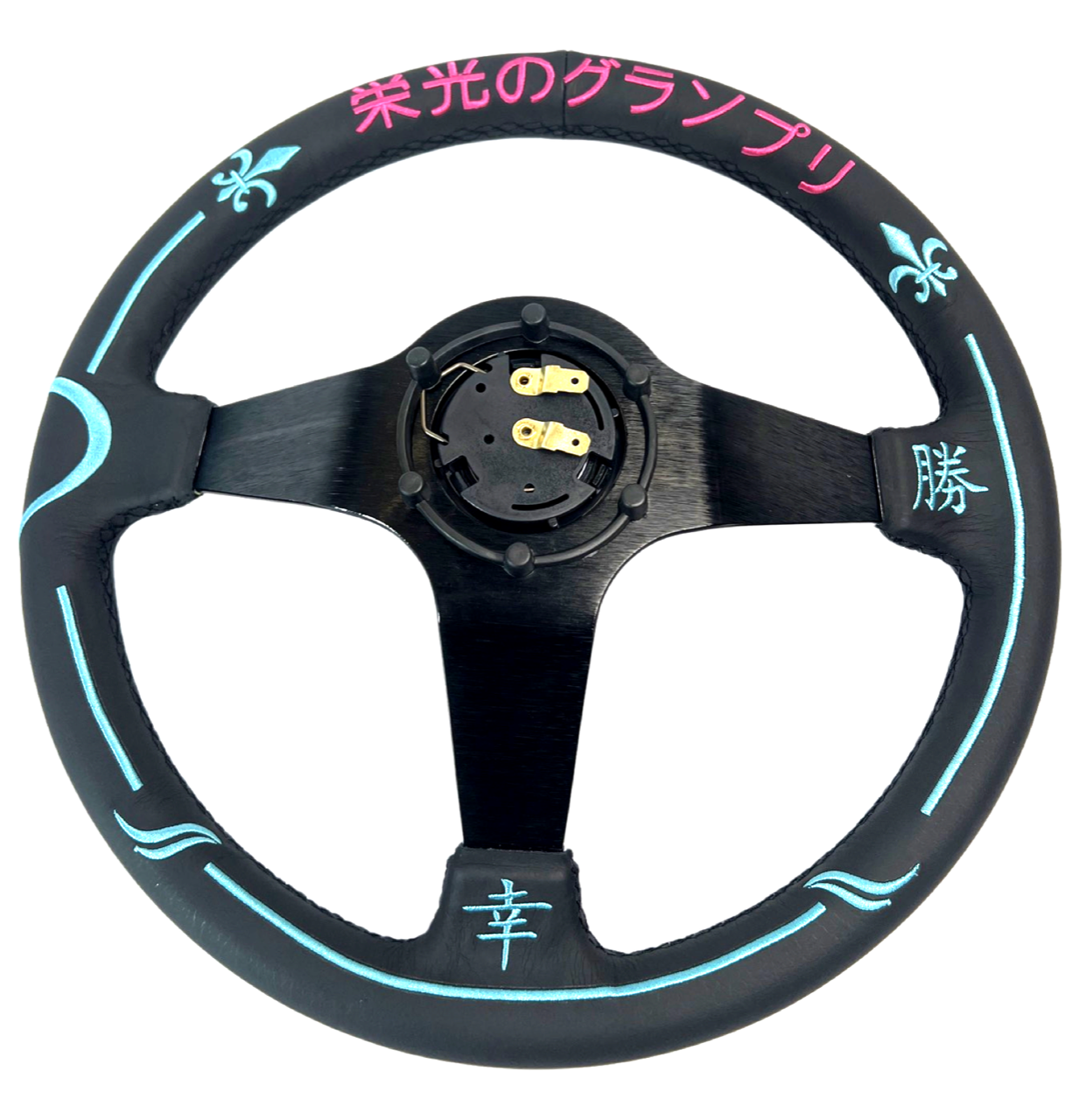 Leather Heart Deep Dish Suede Steering Wheel + Short Hub Adapter Kit For Honda Acura Civic Integra Accord Del Sol, CRX, Prelude