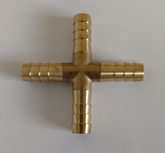BRASS BARB CROSS  4-WAY3/8(9.5MM)