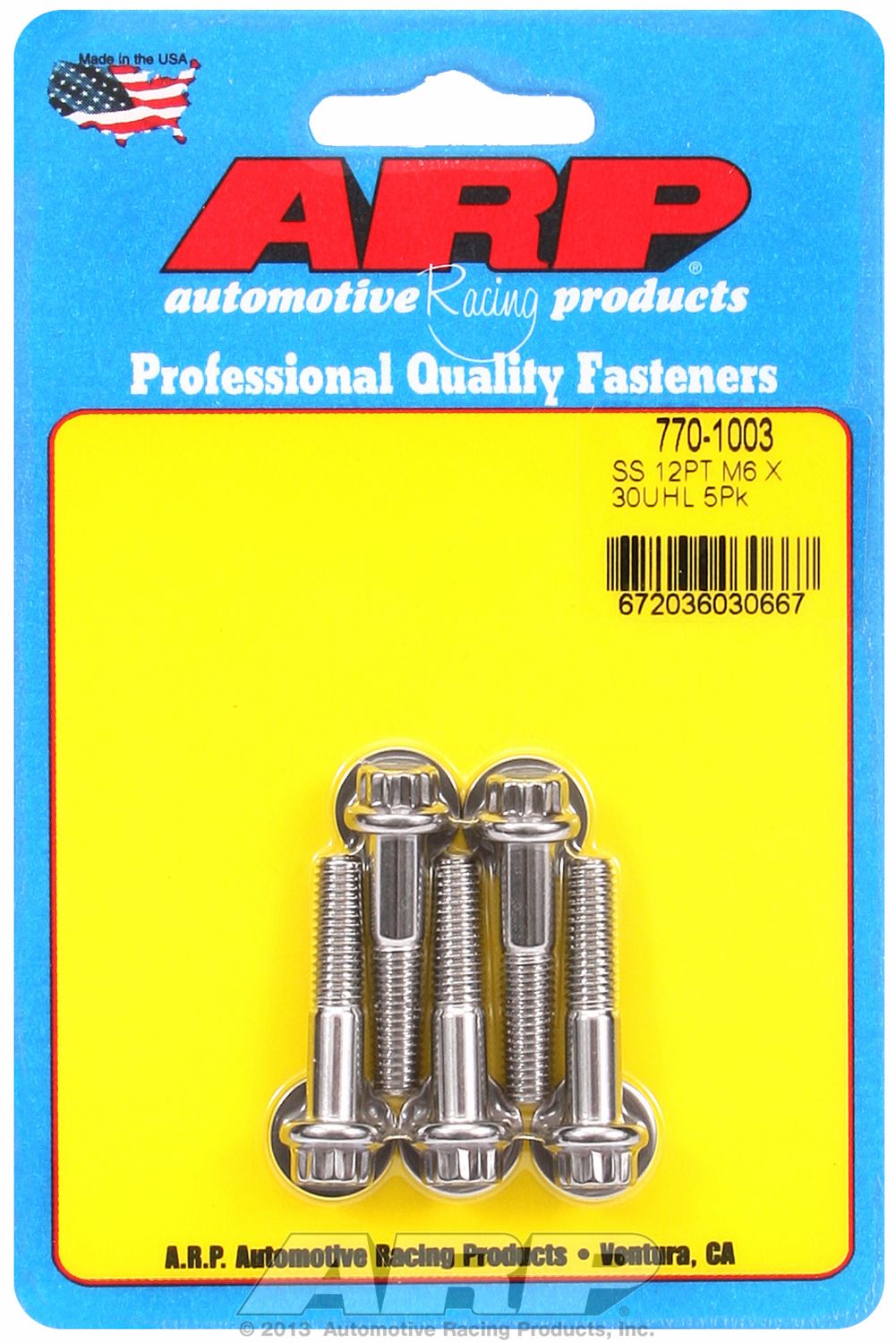 M6 X 1.00 X 30 12Pt Ss