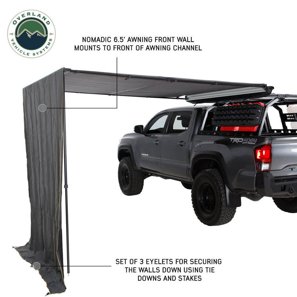 Overland Vehicle Systems HD Nomadic 6.5’ Awning Shade Wall, 600D Poly Cotton, Dark Gray, Model 18089909, Includes Storage Bag