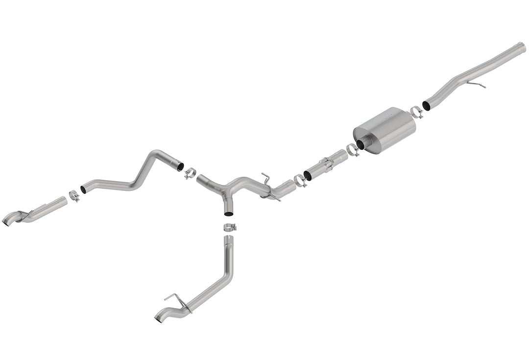 Borla 140775 Cat-Back Perf. Exhaust Sys. For '19-'23 Chevrolet Silverado 1500 V8 & Gmc Sierra 1500 V8 T-304 Stainlesss Steel Atak Sound Dual Split Rear Exit Single Outlet On Each Side Reuse O.E. Tips