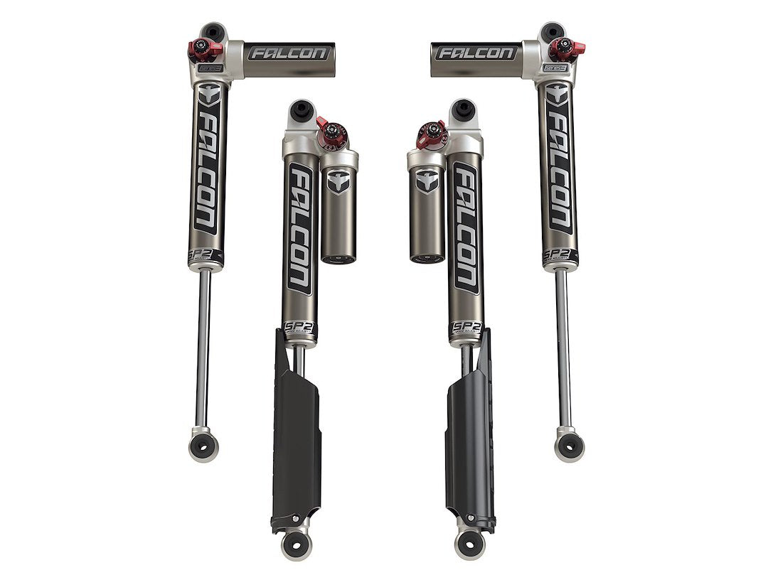 Falcon JLU 4-Door Falcon SP2 Fast Adjust Piggyback Shocks 3.3" Lift - Black (Model: 11-02-33-400-200)