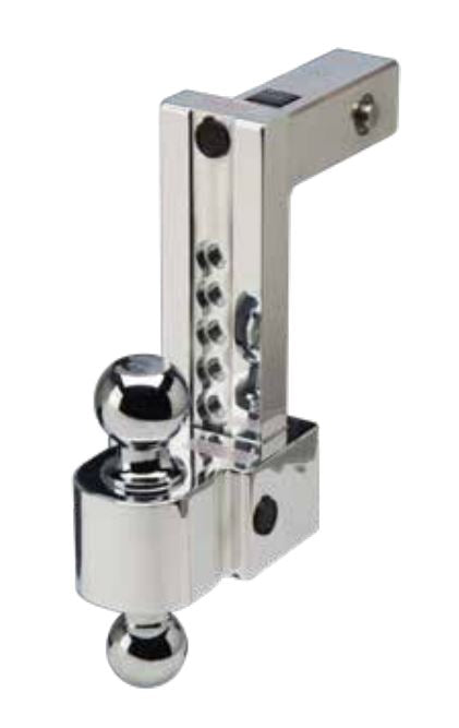Fastway Adjustable Dual Locking Aluminum Ball Mount, 6" Drop, 2" Shank, Chrome Plated Balls, Model 44-00-4600, Silver