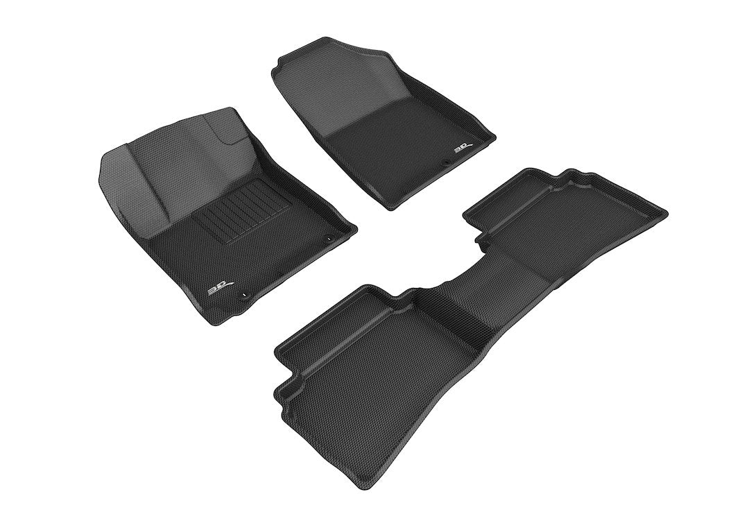 3D Maxpider Custom Fit Kagu Floor Mat (Black) For 2020-2022 Hyundai Venue - 1St Row 2Nd Row