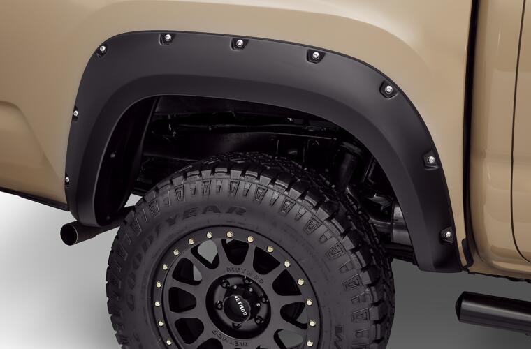 Bushwacker Pocket/Rivet Style Rear Fender Flares | 2-Piece Set, Black, Smooth Finish | 30054-02 | Fits 2023-2024 Toyota Tundra