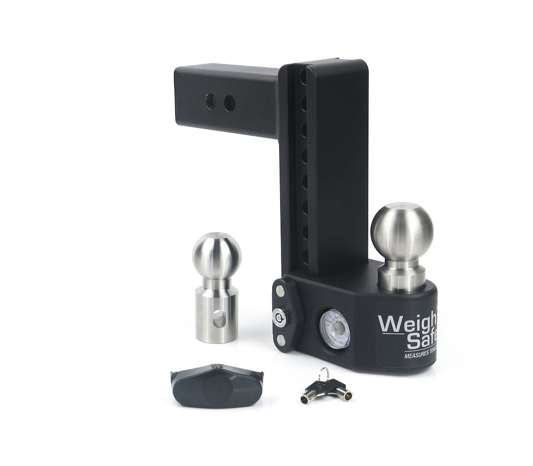 Weigh Safe Adjustable Trailer Hitch Ball Mount - 8' Adjustable Drop Hitch For 2.5' Receiver - Premium Heavy Duty Steel Trailer Tow Hitch With Built In Weight Scale For Anti Sway - 22,000 Gtw