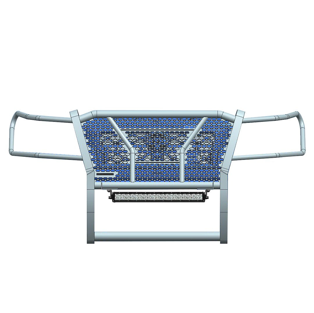 Black Horse Rugged Heavy Duty Grille Brush Bumper Guard Modular Black Come With 20' Double Row Led Light Compatible With 2022-2024 Nissan Frontier-Ru-Nifr22-B-K1