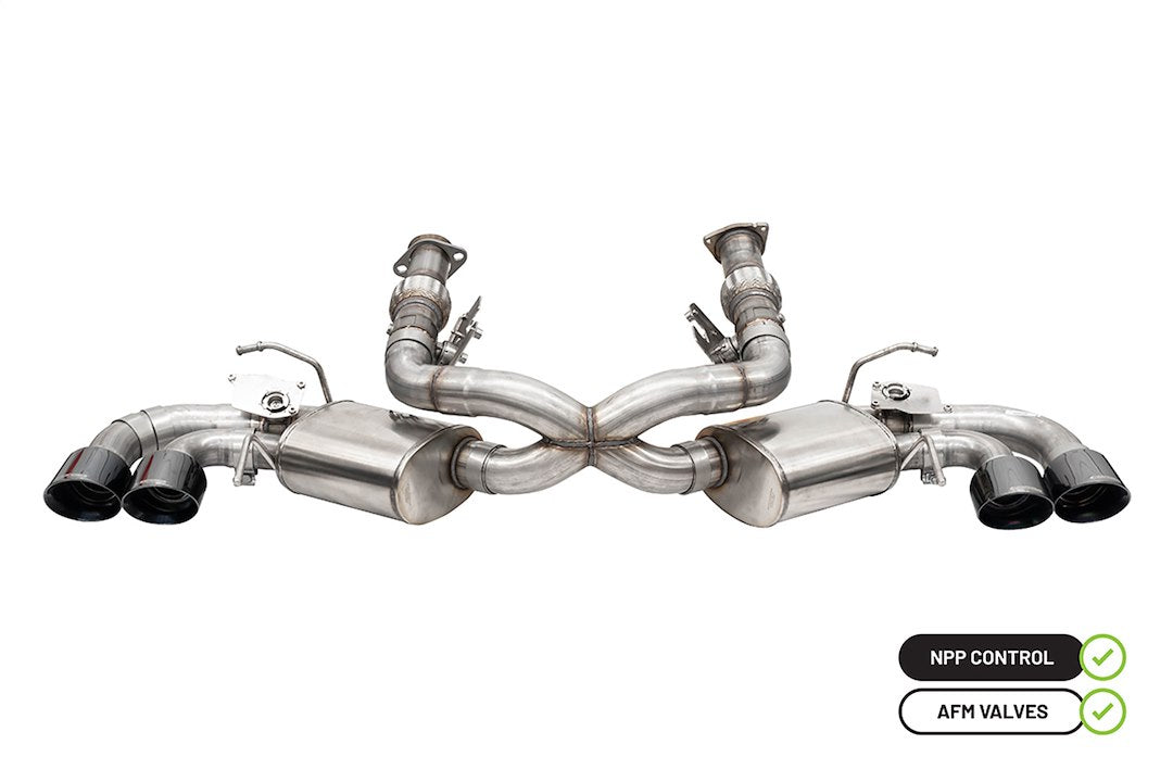 3.0 In Cat-Back Quad 4.5 In Tips (Multiple Options) | 2020-22 Corvette C8 (W/ Factory Npp) Yes / Yes / Black Pvd