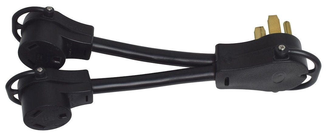 Valterra A10-50X30Y Mighty Cord 12 Adapter Cord W/Handle - 50Am To 30Af X 2-Y, Red