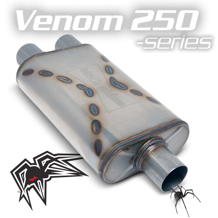 BLACK WIDOW TUNED PERFORMANCE EXHAUST Black Widow Venom 250 Series Muffler, Stainless Steel, Model BWSDV2-32, Single/Dual