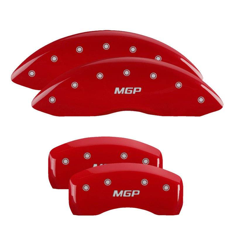 Mgp Caliper Covers 54013Smgprd Mgp Red Powder Coat Finish, Silver Characters, Set Of 4