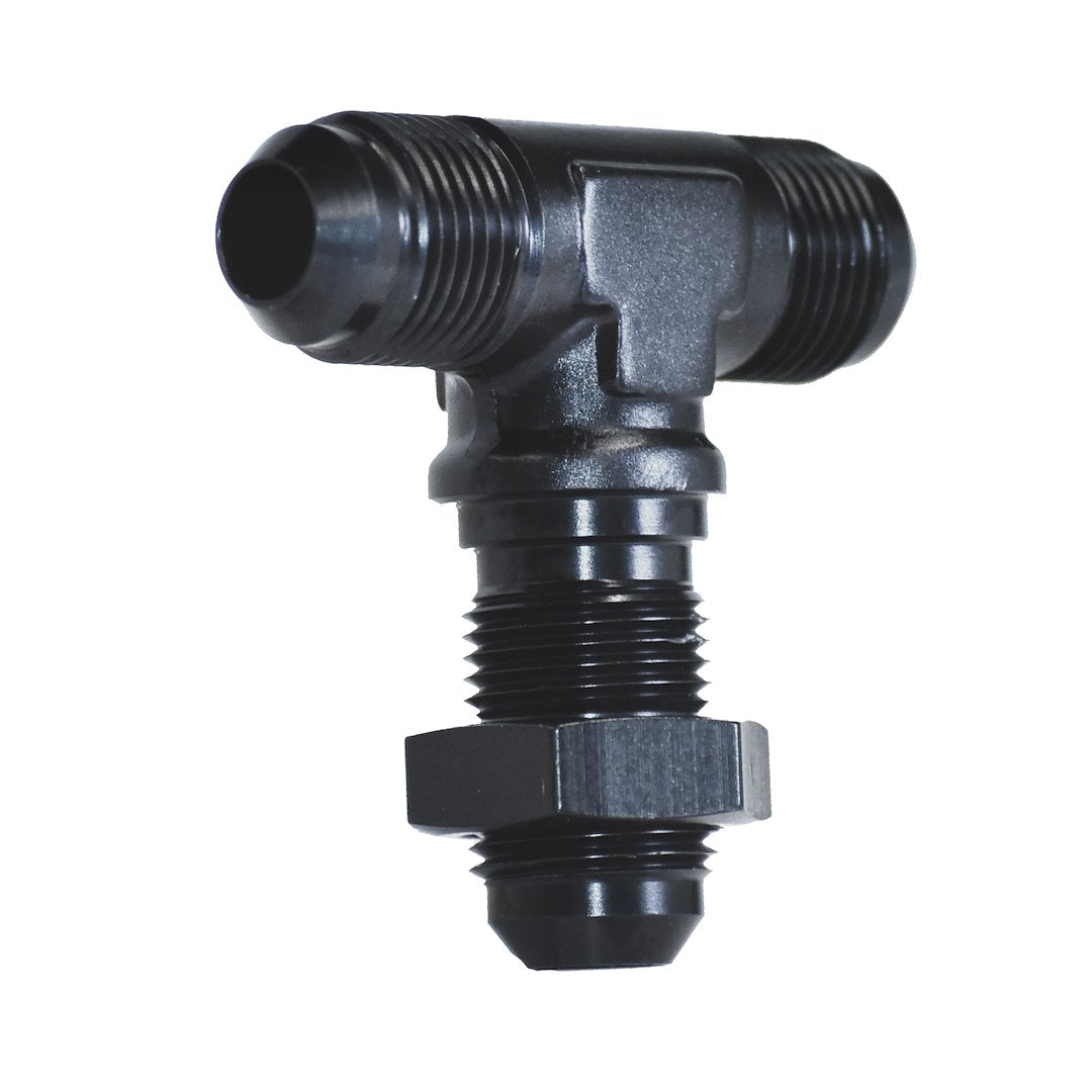 -8An Blk Bulkhead Flare Tee