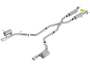 Borla 140791 S-Type Cat-Back Exhaust System 2.75 In. Pipe 4.5 In. Tip Single Round Rolled Angle Cut Single Split Rear Exit T-304 Stainless Steel S-Type Cat-Back Exhaust System