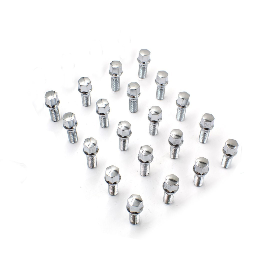 Wheel Accessories Parts 20 Pcs Lug Nut Set M12 X 1.25 12X1.25 Thread Acorn Seat Lug Bolts 17Mm Hex 24Mm Thread Length Chrome Lug Nuts For Jeep Renegade | Fiat 500 500X 500L | 2023+ Dodge Hornet