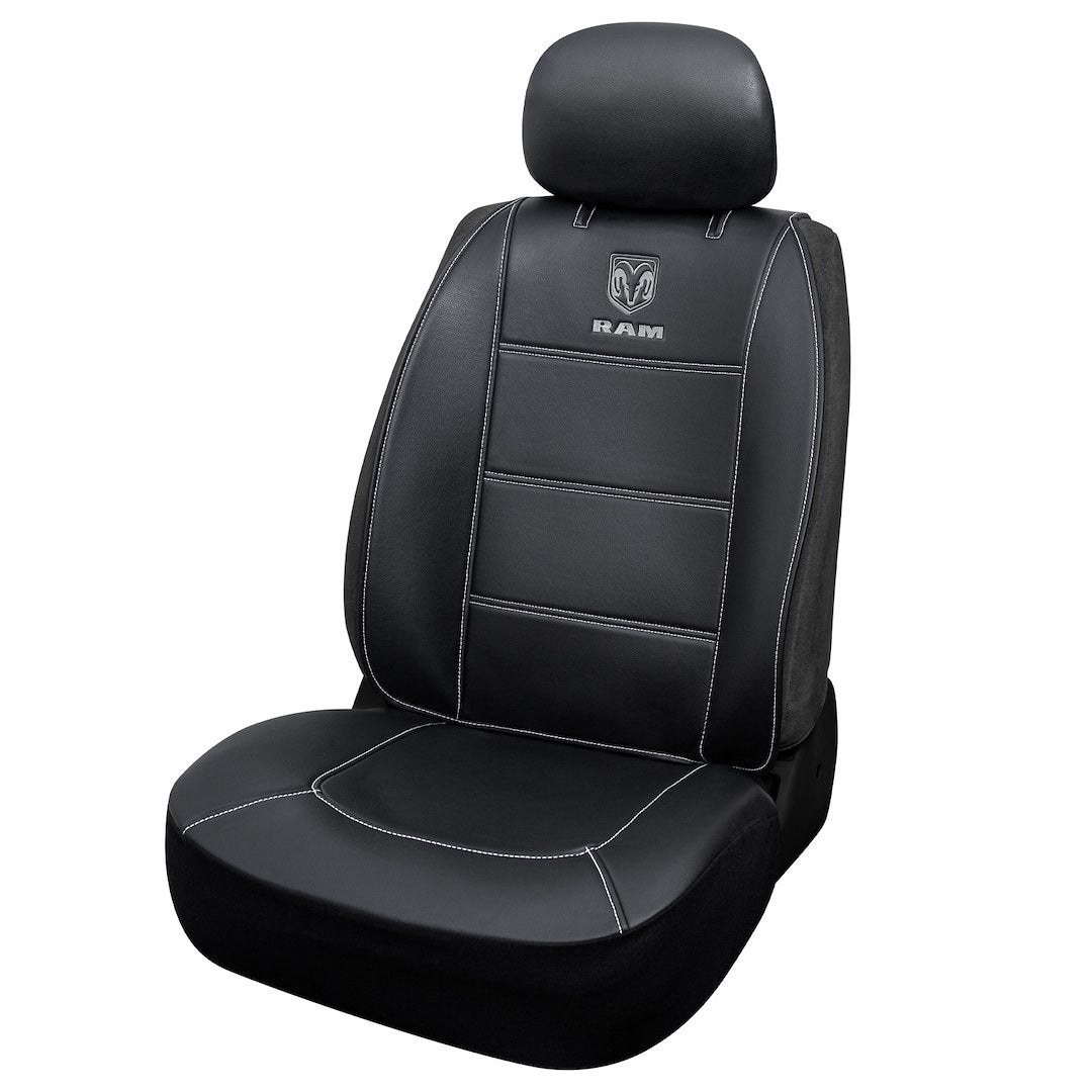 Plasticolor 008628R25 Ram 3-Piece Deluxe Sideless Seat Cover - Gray Logo - 1 Ea, Black