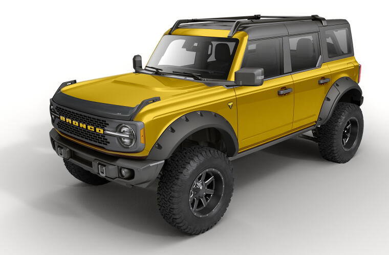 Auto Ventshade [Avs] Aeroskin Hood Protector | Fits 2021-2025 Ford Bronco | Low Profile Deflector/Bug Shield - 1 Pc., Matte Black | 377183