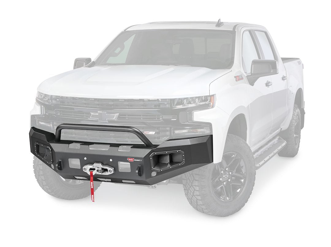 WARN 105785 Ascent Front Bumper for Chevrolet Silverado 1500 (2019-2021) - Black Alloy Steel Construction