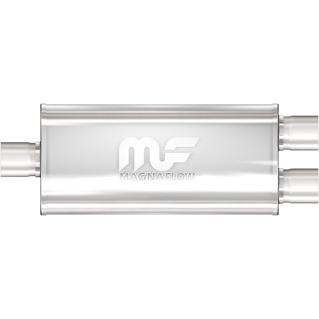 Magnaflow Performance Exhaust Muffler 12298: 3/3 Inlet/Outlet, 5X8X18 Oval, Stainless Steel, Satin Finish