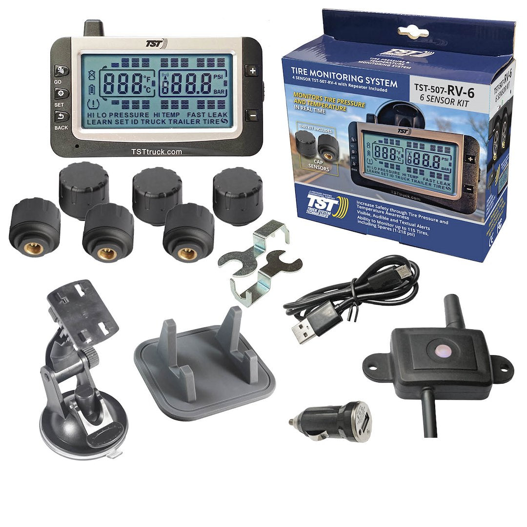 Tst 507 6 Sensor Tire Monitoring System With Monochrome Display - Handles Multiple Trailers